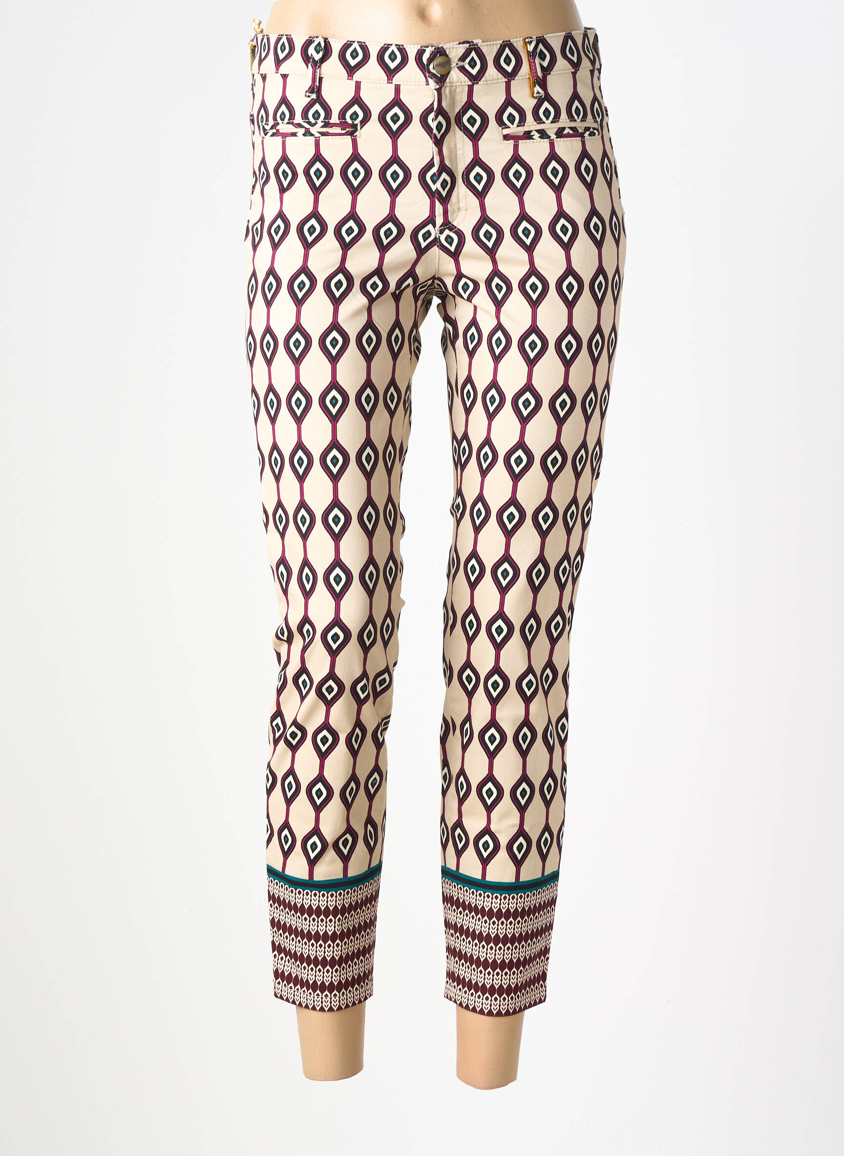 Pantalon 7/8 stretch taille normale beige COUTURIST femme