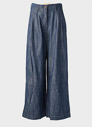 Pantalon large fermeture zippée sous rabat boutonné taille haute bleu COUTURIST femme