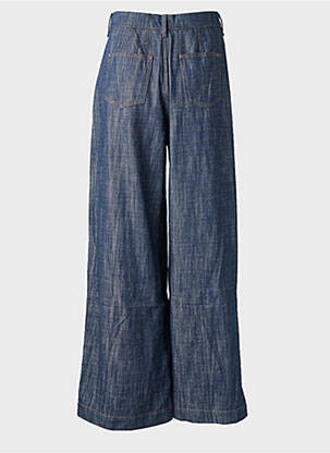 Pantalon large fermeture zippée sous rabat boutonné taille haute bleu COUTURIST femme