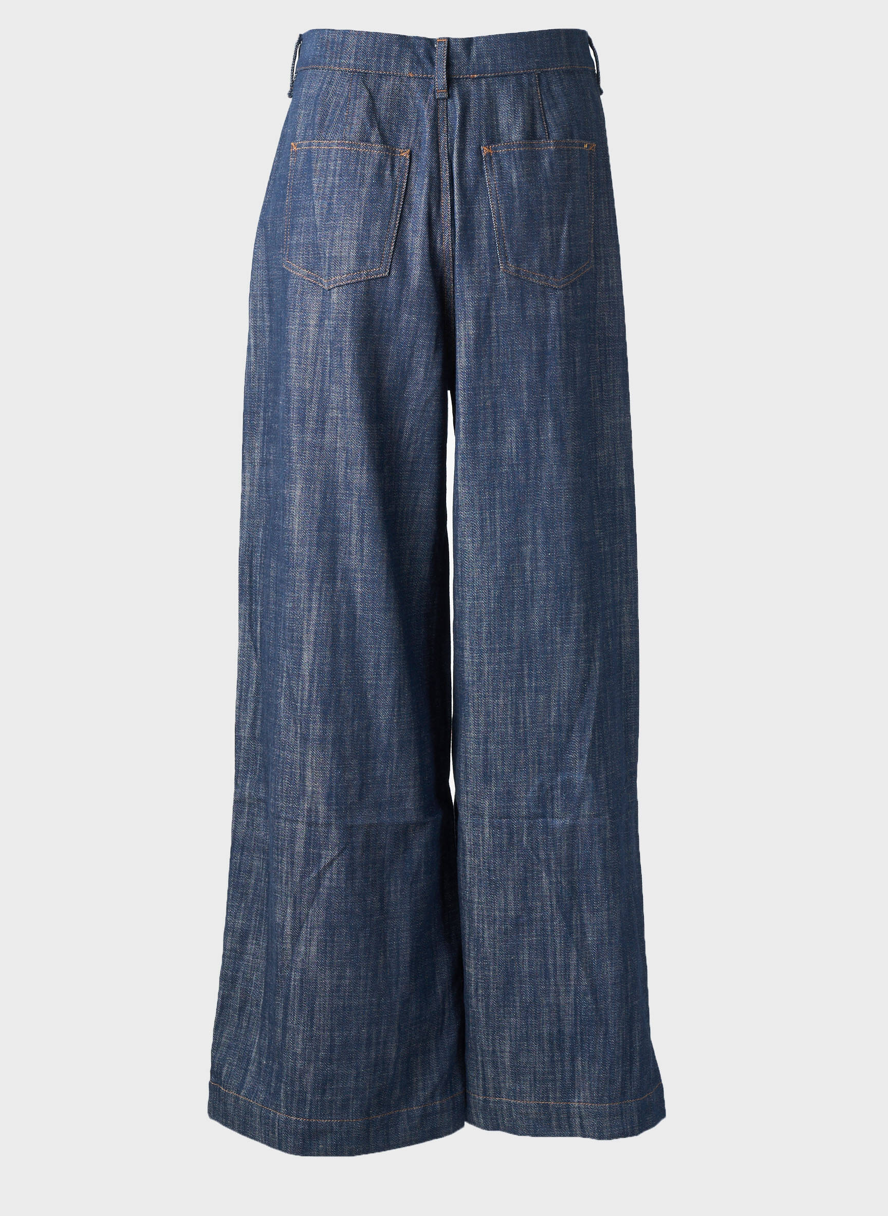 Pantalon large fermeture zippée sous rabat boutonné taille haute bleu COUTURIST femme