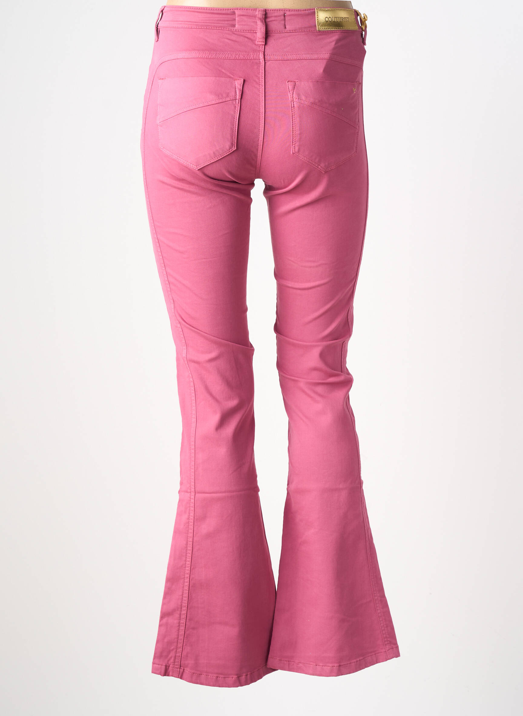 Pantalon flare stretch taille haute rose COUTURIST femme