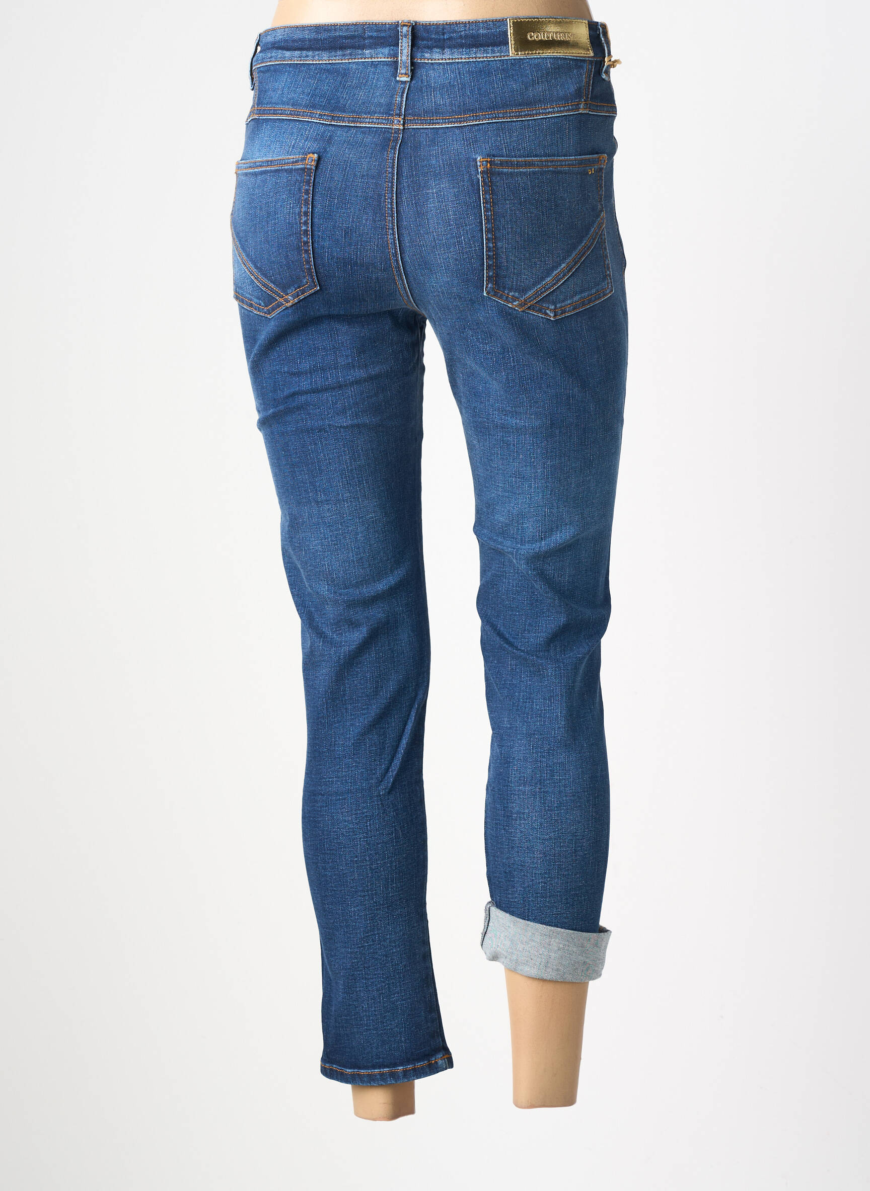 Jeans coupe slim taille haute taille haute bleu COUTURIST femme
