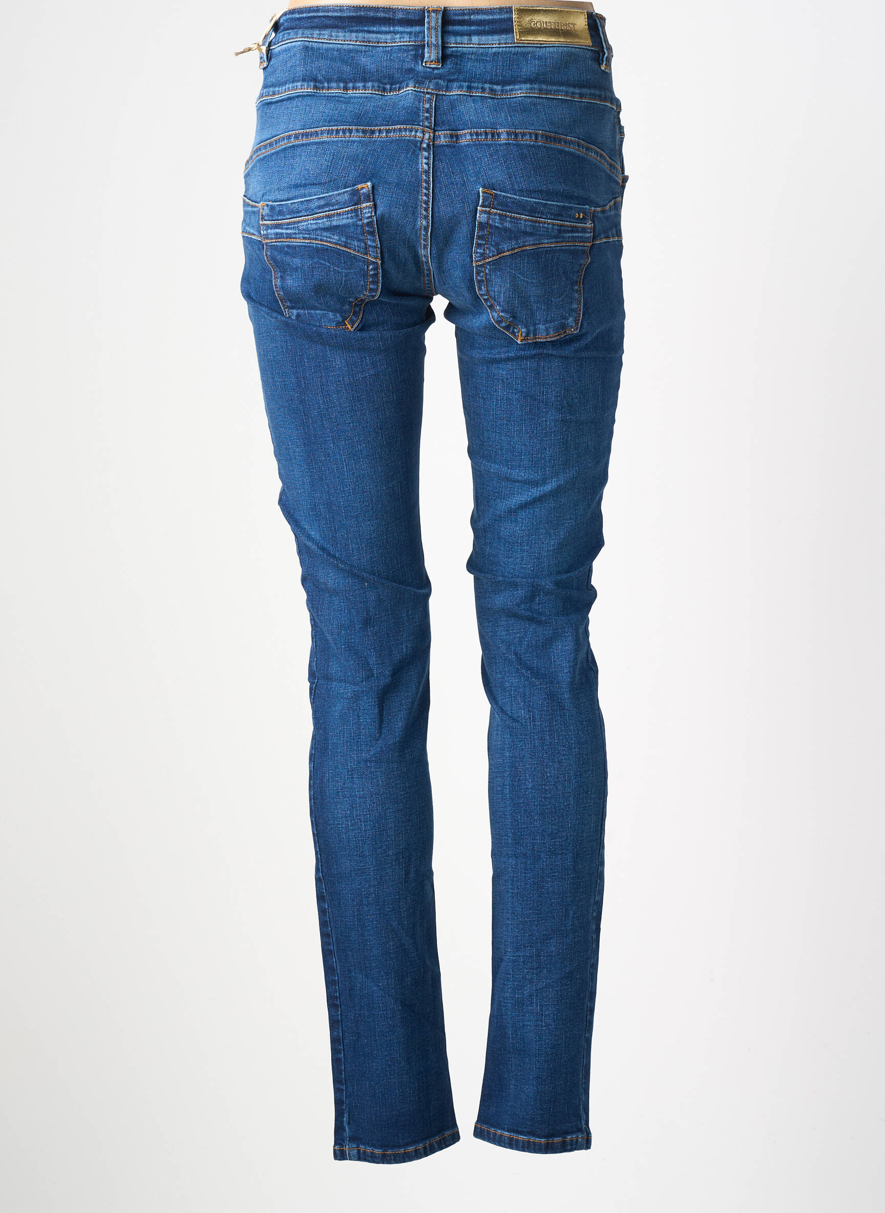 Jeans coupe slim stretch taille normale bleu COUTURIST femme