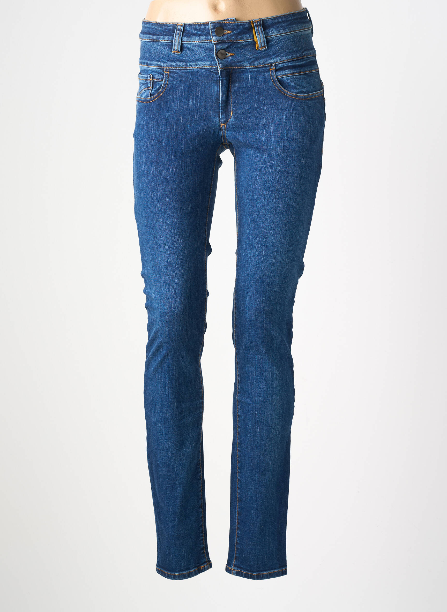 Jeans coupe slim stretch taille normale bleu COUTURIST femme