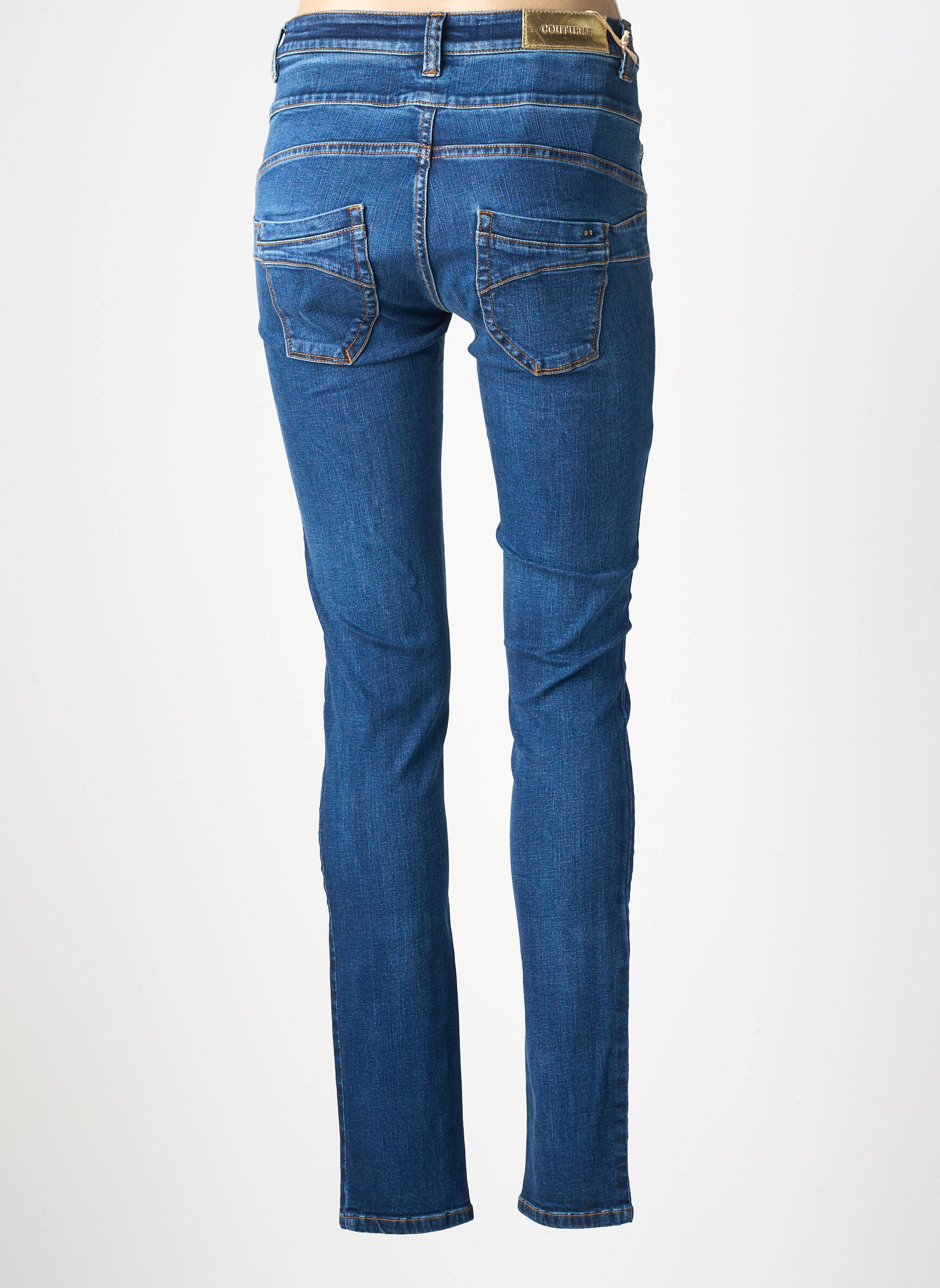Jeans coupe slim stretch taille normale bleu COUTURIST femme