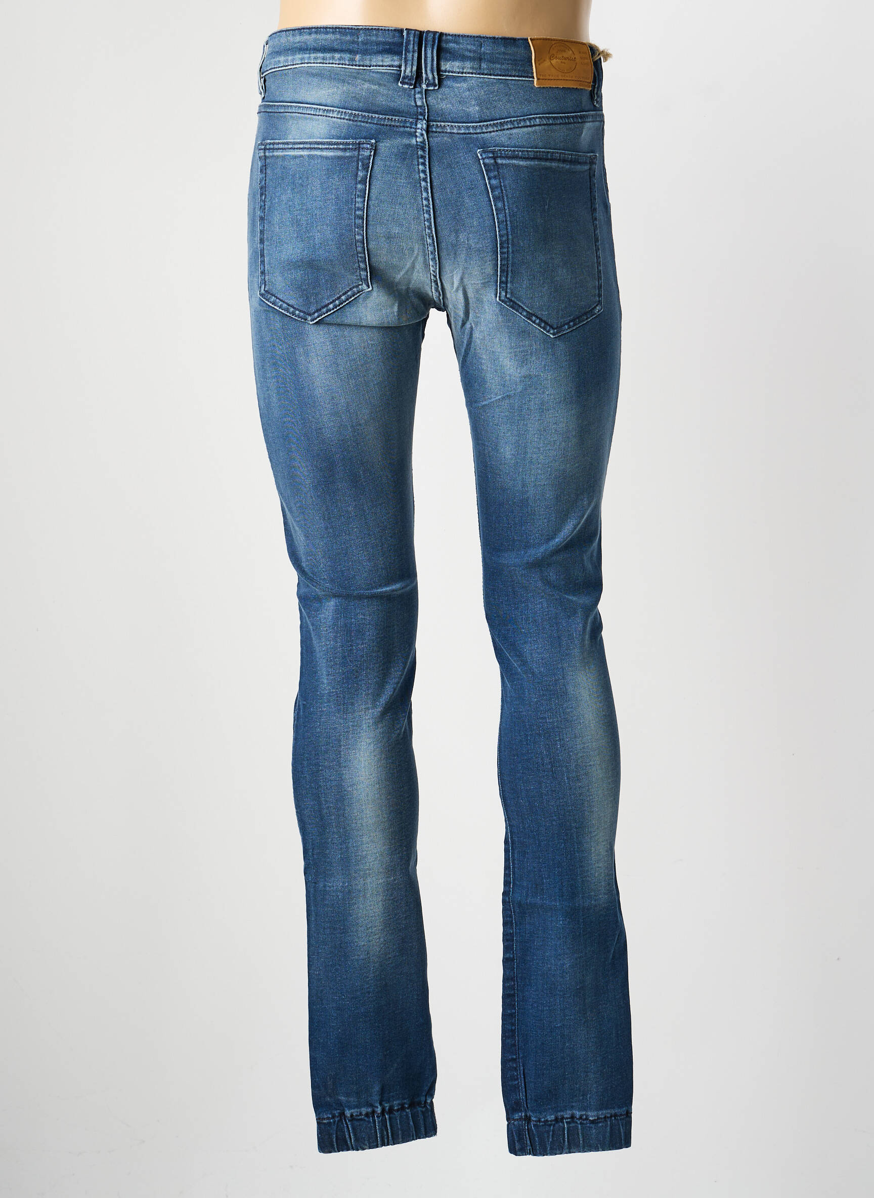 Jeans coupe slim fermeture boutonnée sur le devant taille normale bleu COUTURIST homme