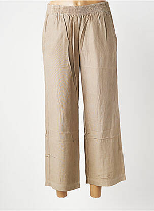 Pantalon 7/8 tissage popeline taille normale marron COUTURIST femme