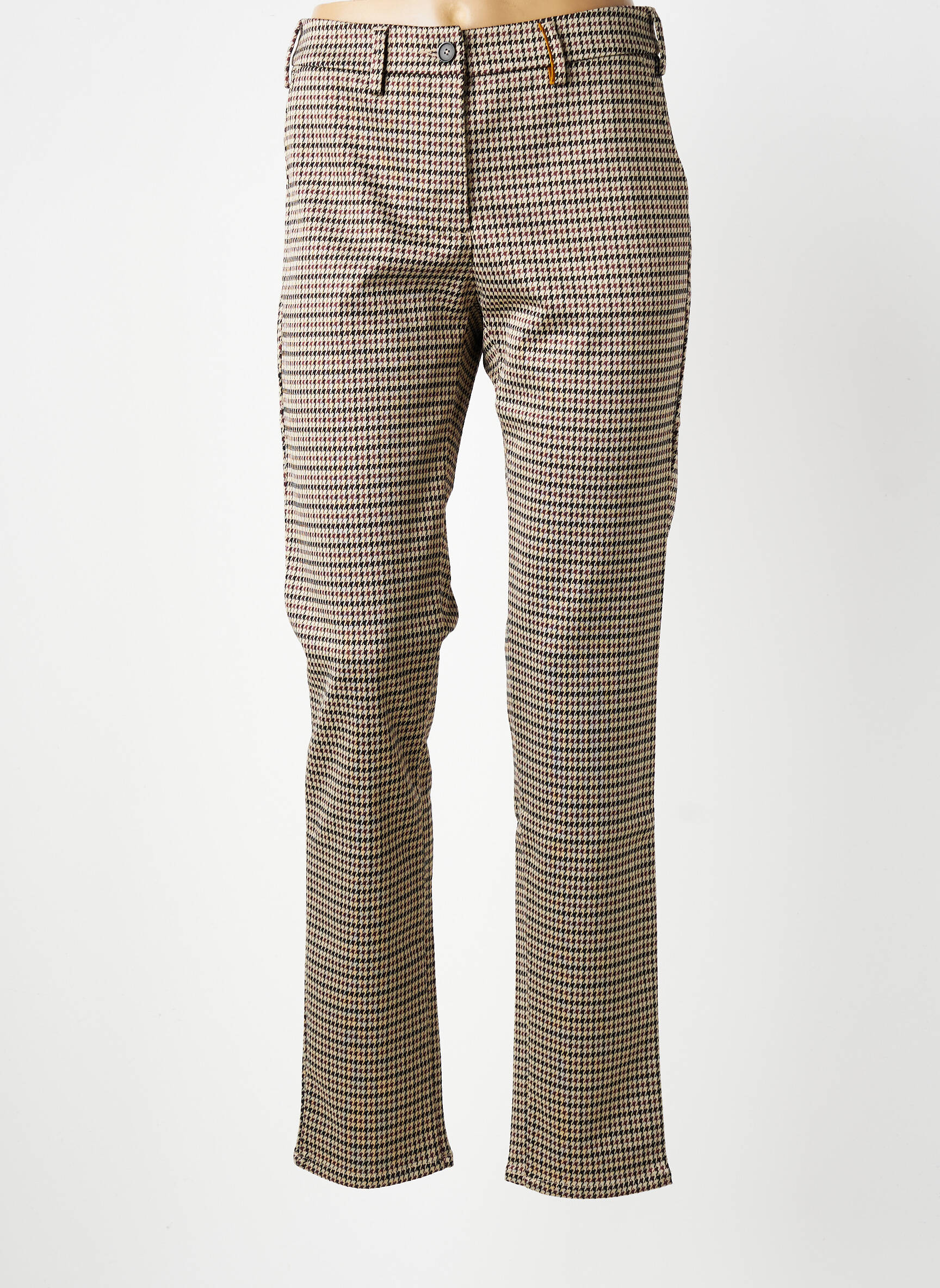 Pantalon chino fermeture zippée sous rabat boutonné taille normale beige COUTURIST femme
