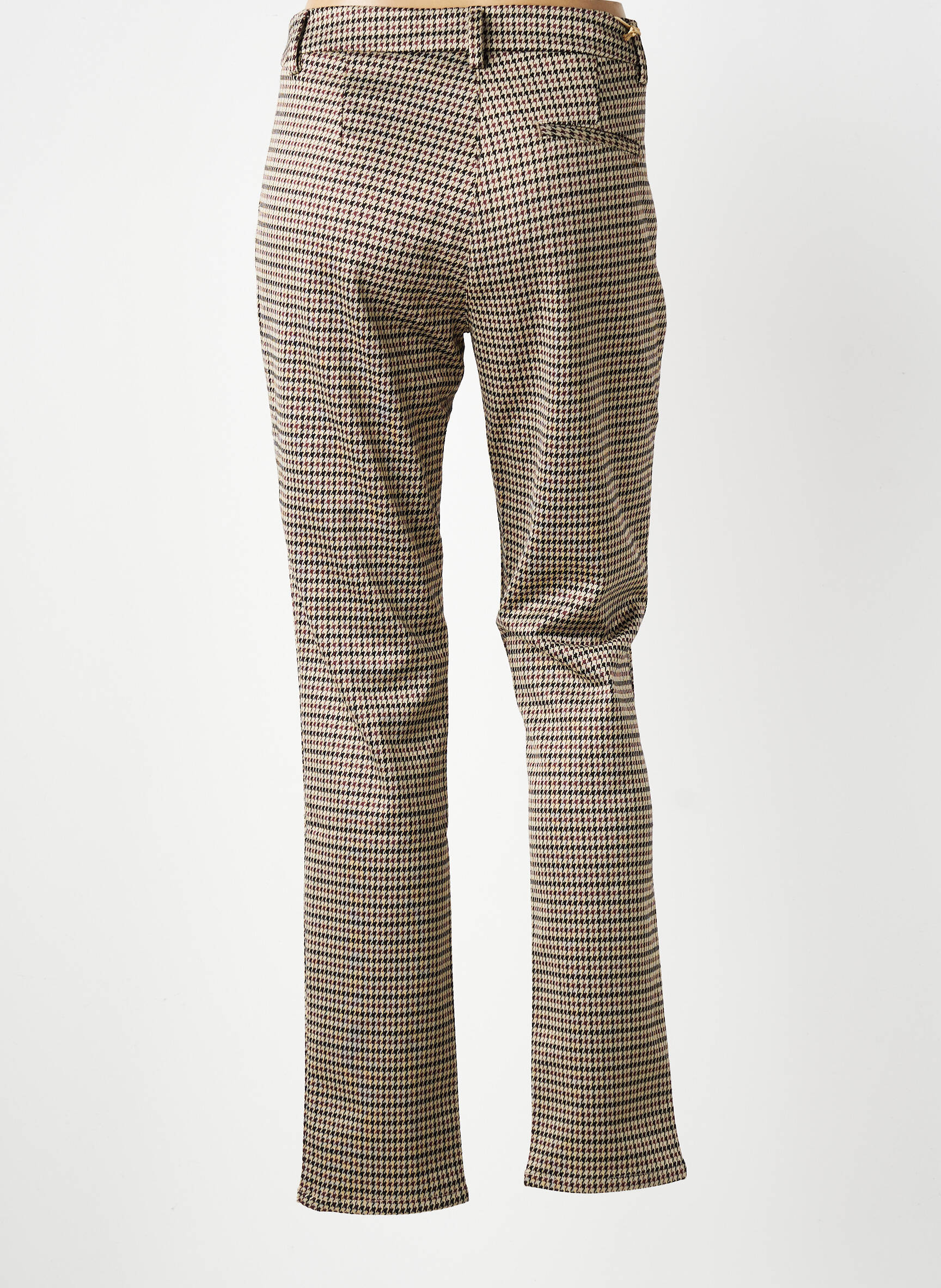 Pantalon chino fermeture zippée sous rabat boutonné taille normale beige COUTURIST femme