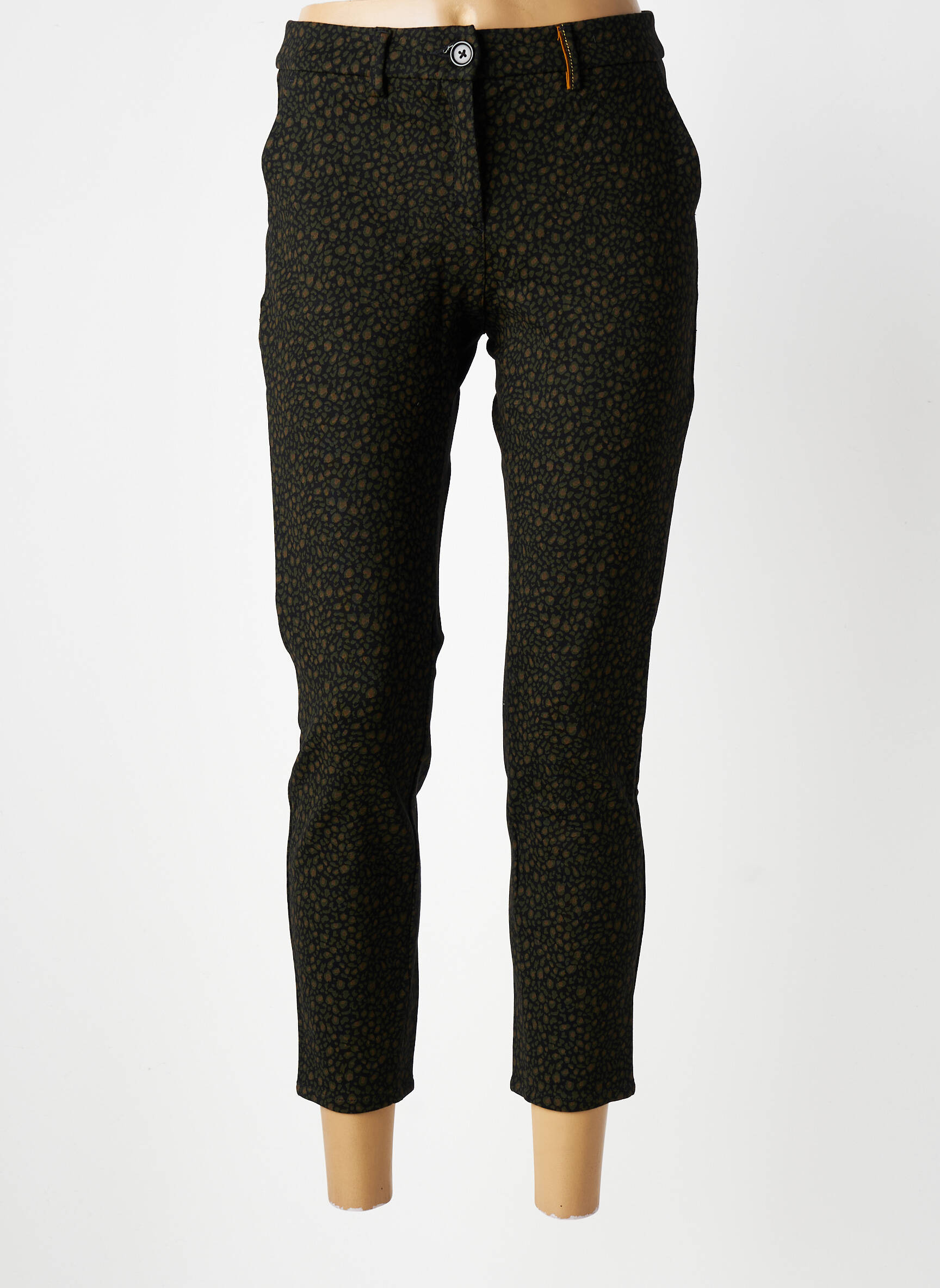 Pantalon chino fermeture zippée sous rabat boutonné taille normale noir COUTURIST femme