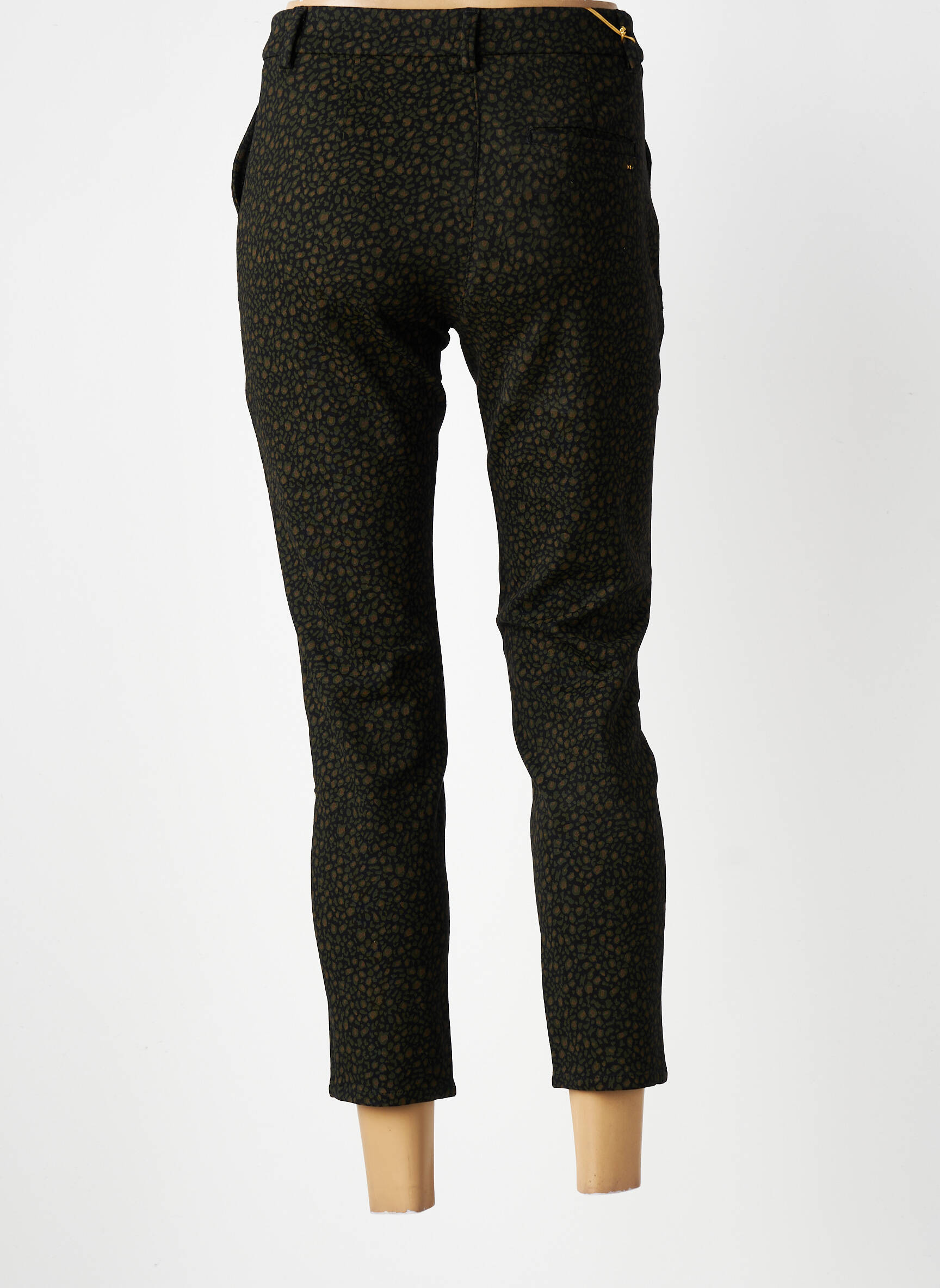 Pantalon chino fermeture zippée sous rabat boutonné taille normale noir COUTURIST femme