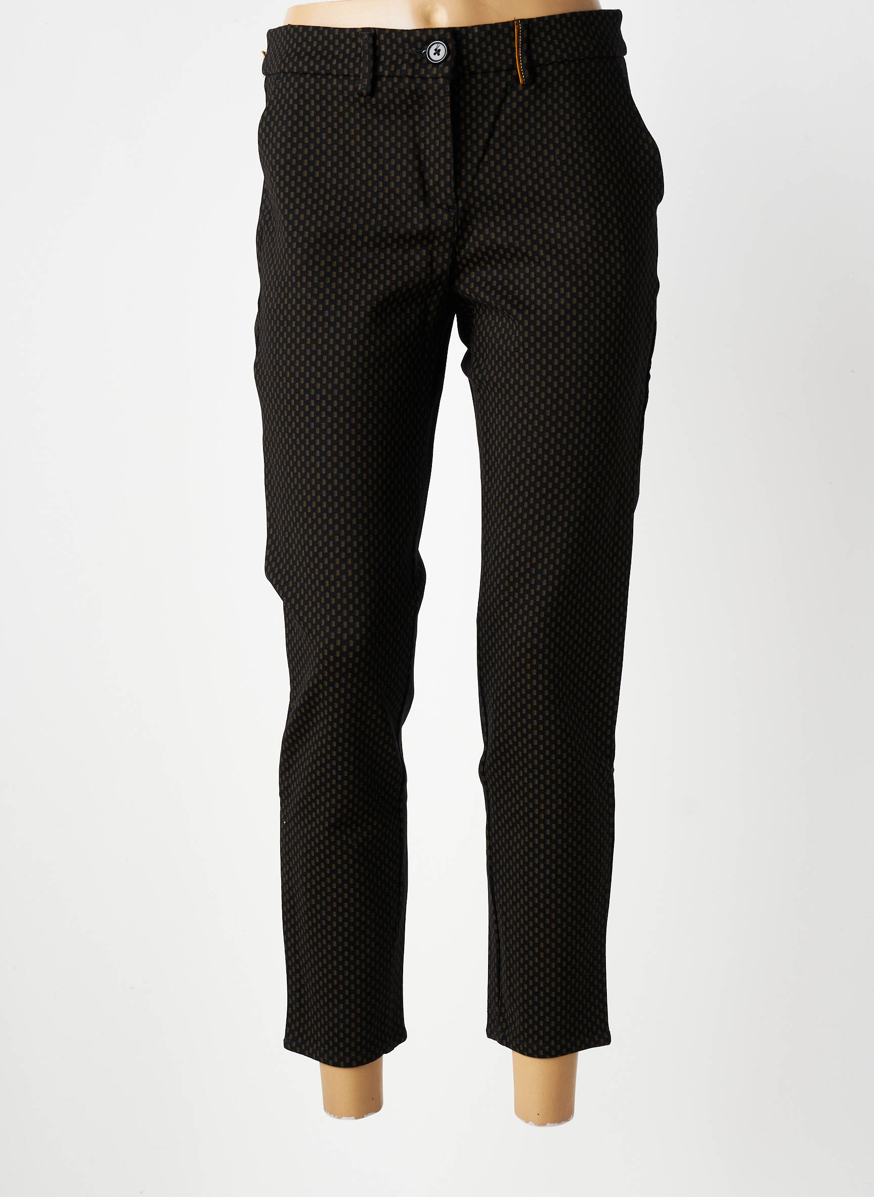 Pantalon chino fermeture zippée sous rabat boutonné taille normale noir COUTURIST femme