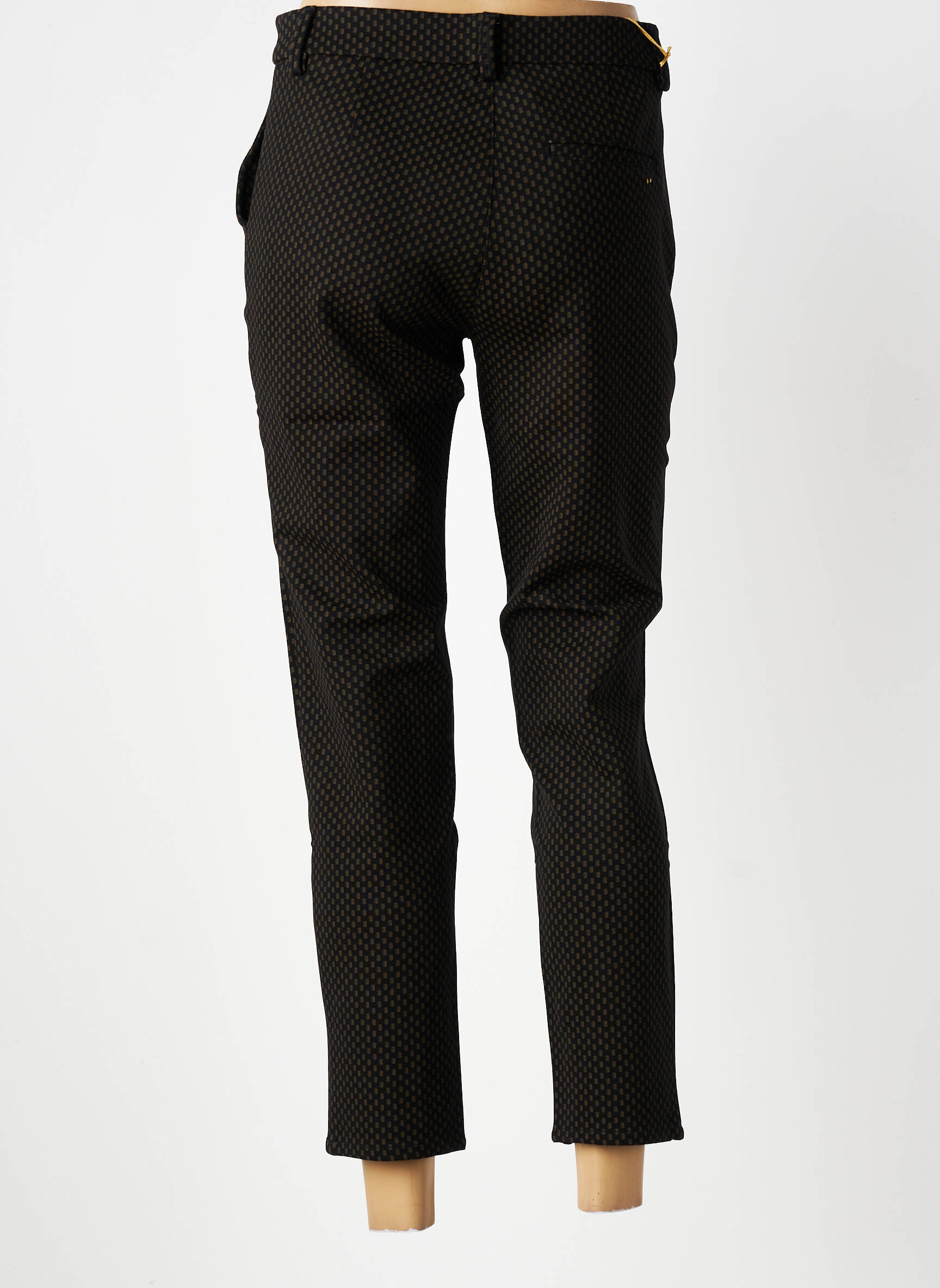 Pantalon chino fermeture zippée sous rabat boutonné taille normale noir COUTURIST femme