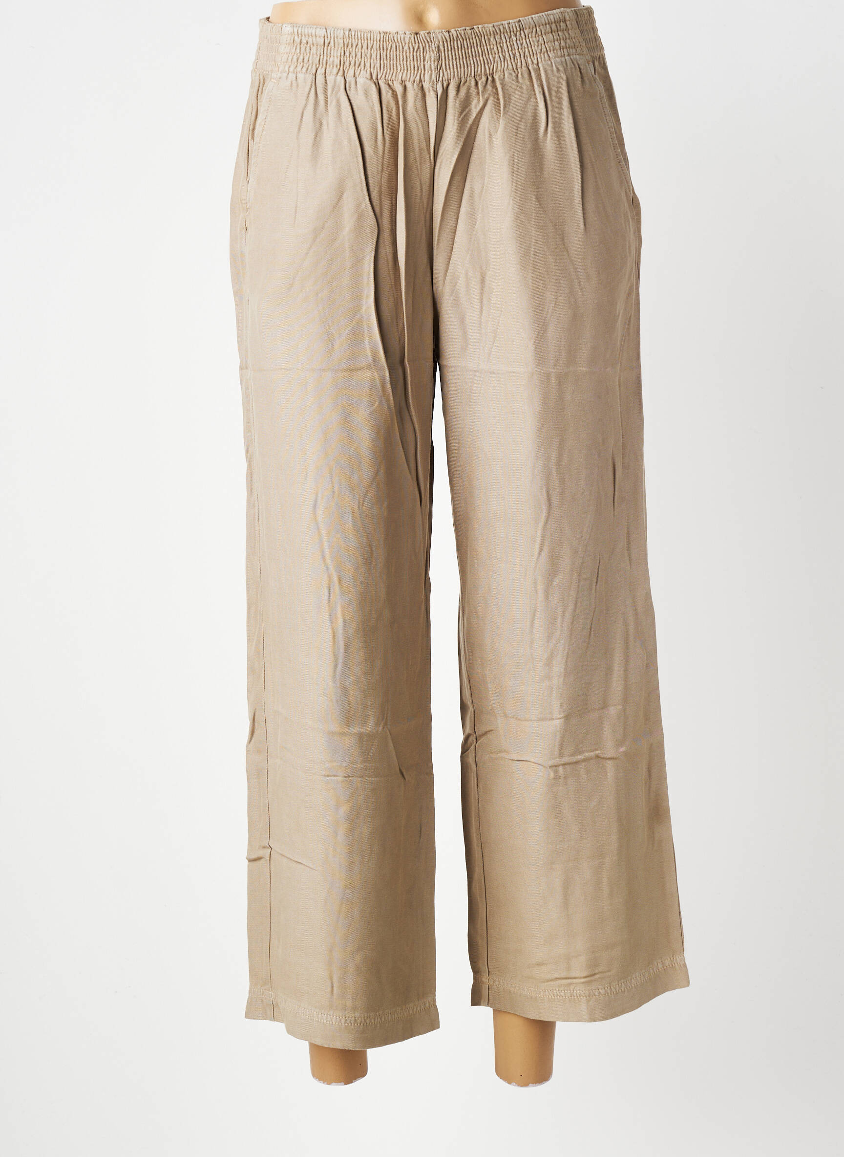 Pantalon 7/8 tissage popeline taille normale marron COUTURIST femme