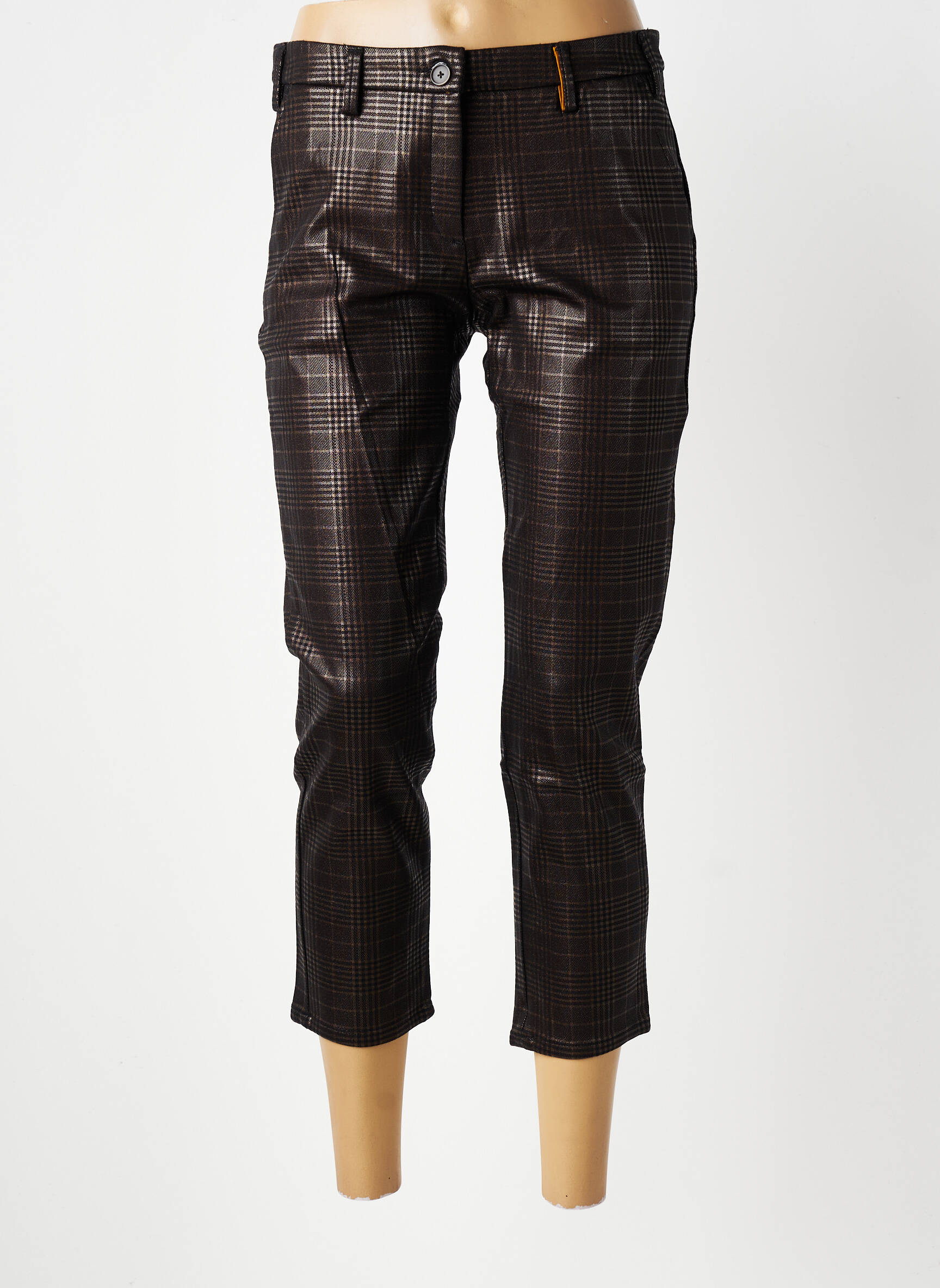 Pantacourt stretch taille basse marron COUTURIST femme