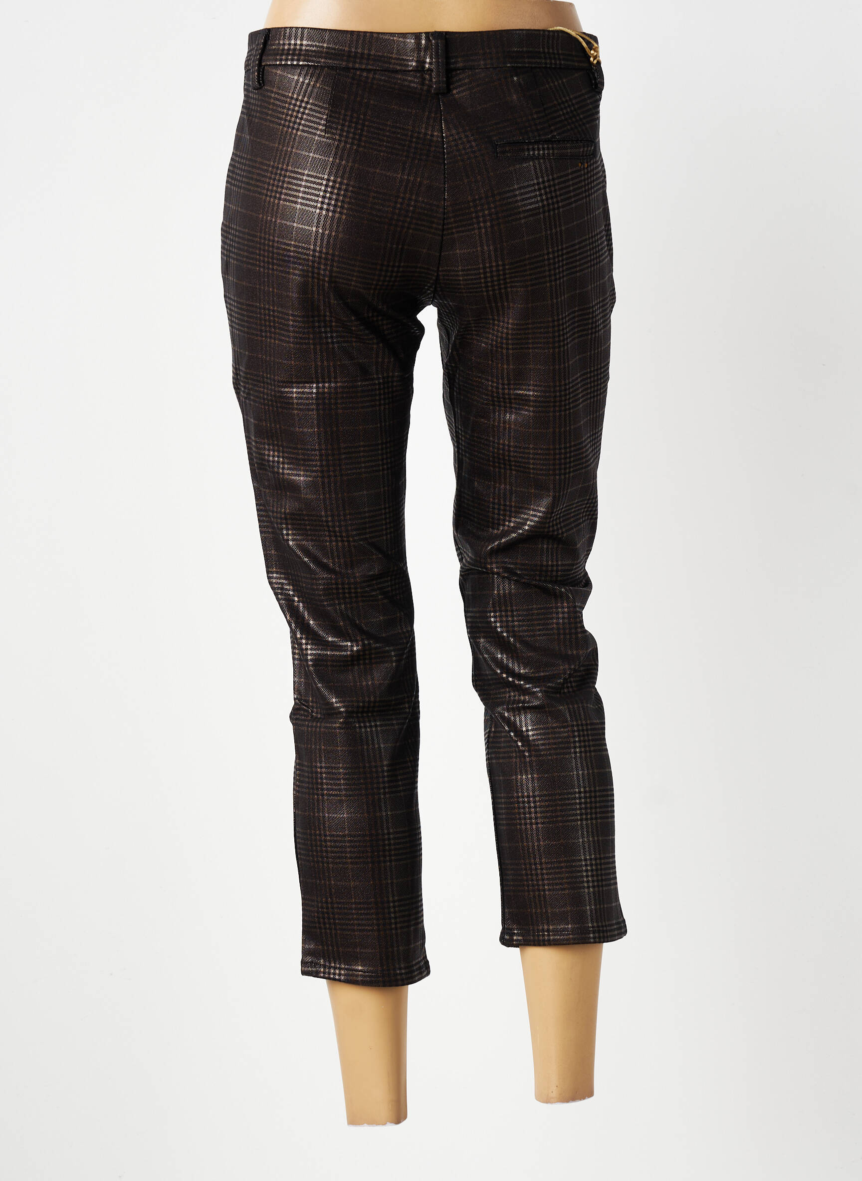 Pantacourt stretch taille basse marron COUTURIST femme