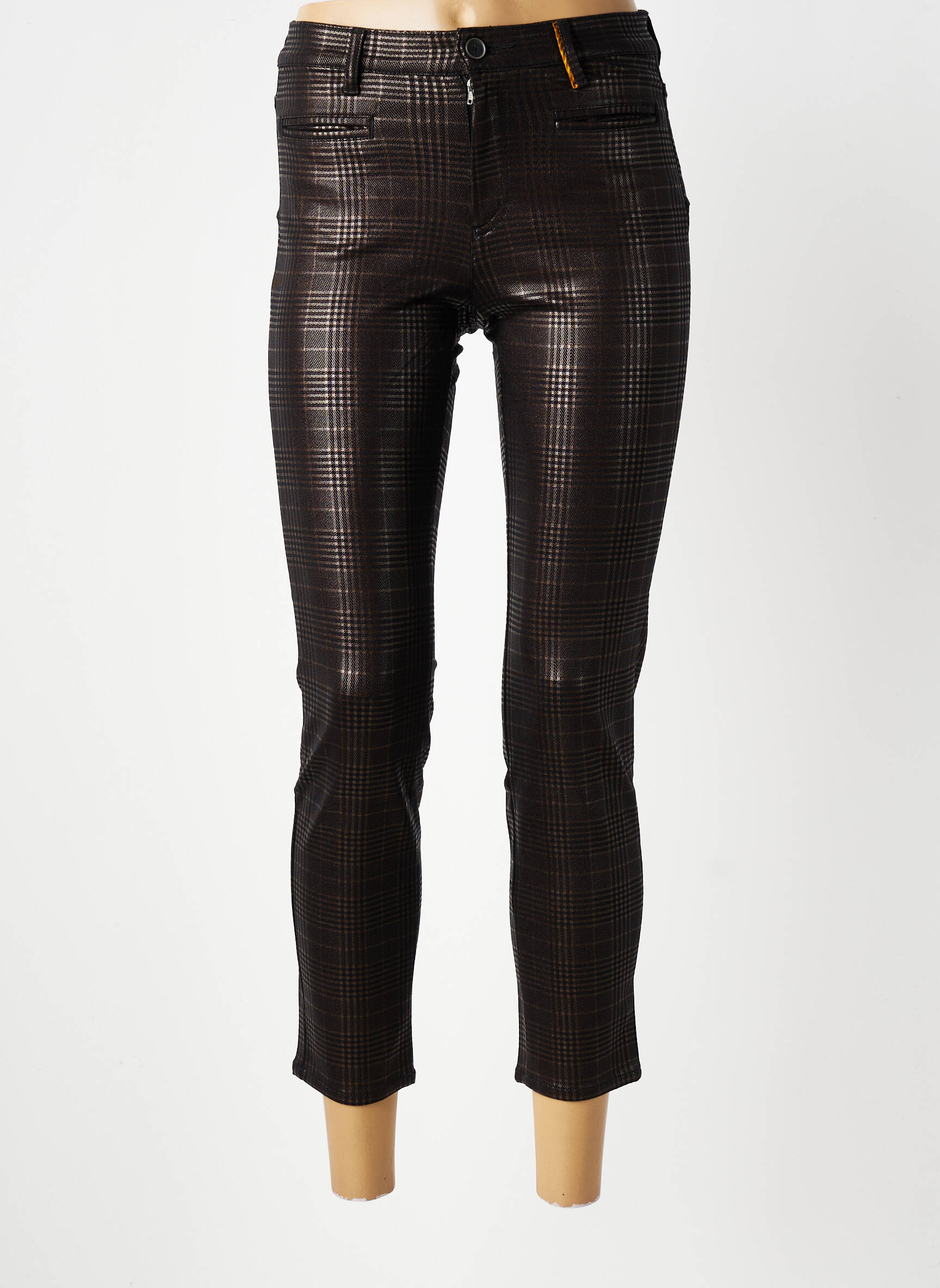 Pantalon 7/8 stretch taille basse marron COUTURIST femme