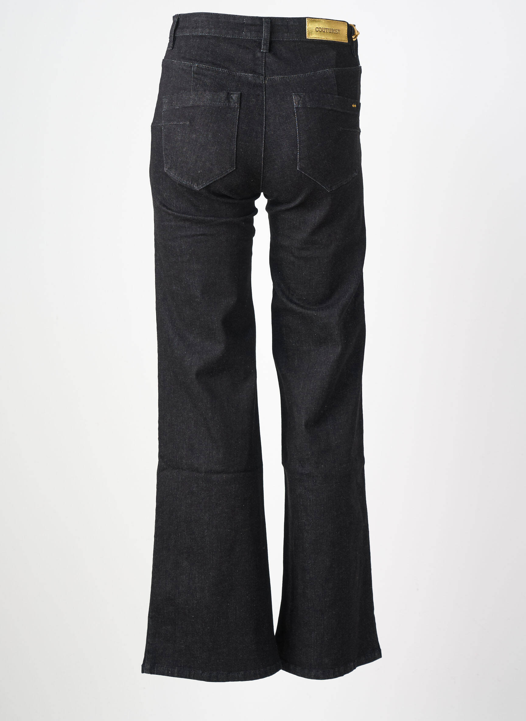 Jean coupe flare stretch taille haute noir COUTURIST femme