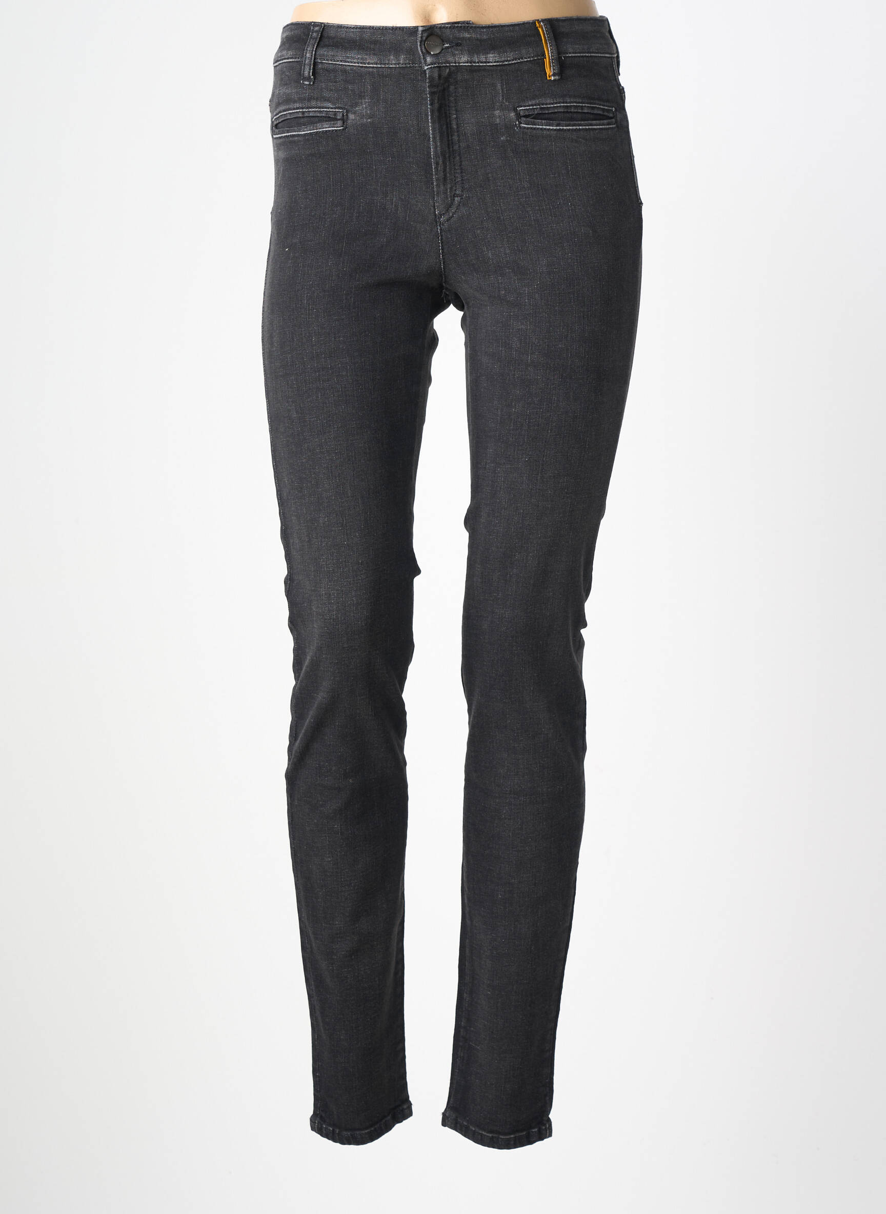 Jeans coupe slim stretch taille haute noir COUTURIST femme