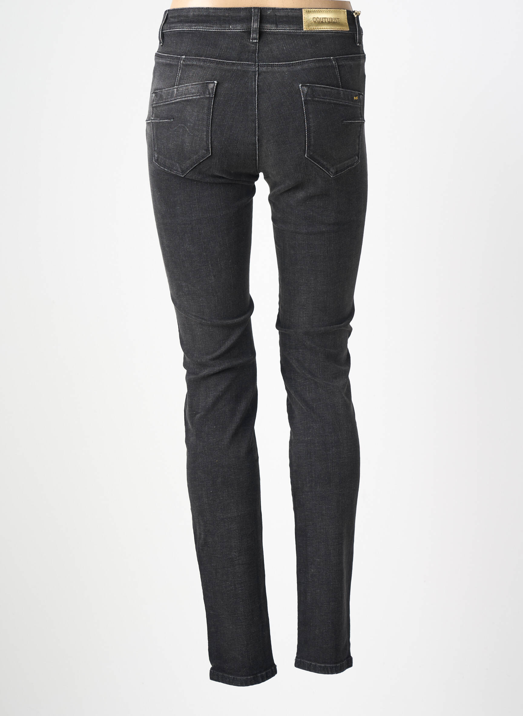 Jeans coupe slim stretch taille haute noir COUTURIST femme