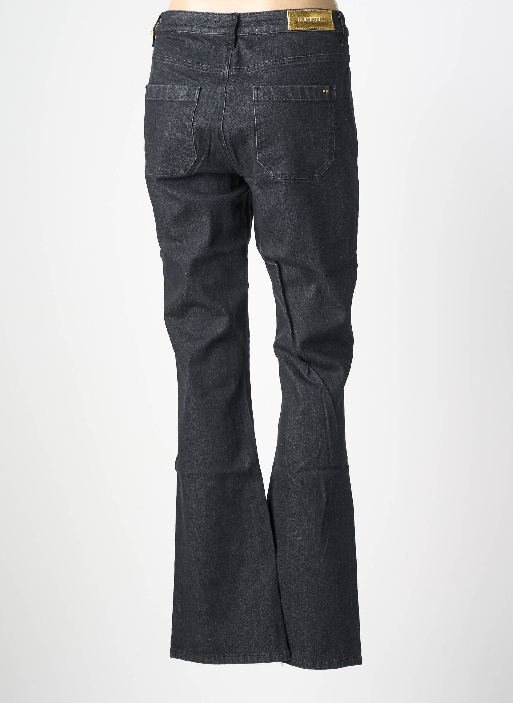 Jean coupe flare stretch taille haute noir COUTURIST femme
