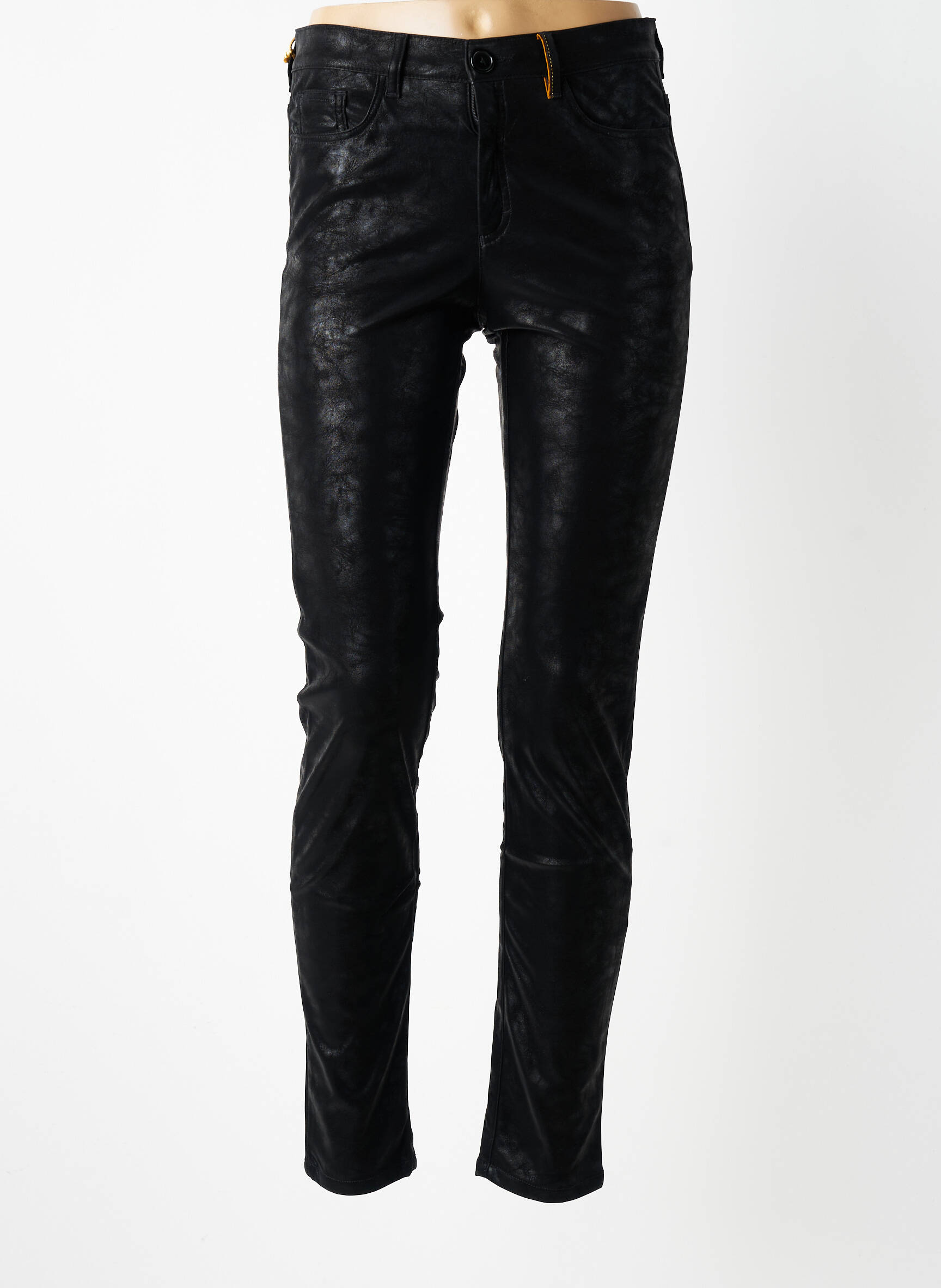 Pantalon slim tissage popeline taille normale noir COUTURIST femme