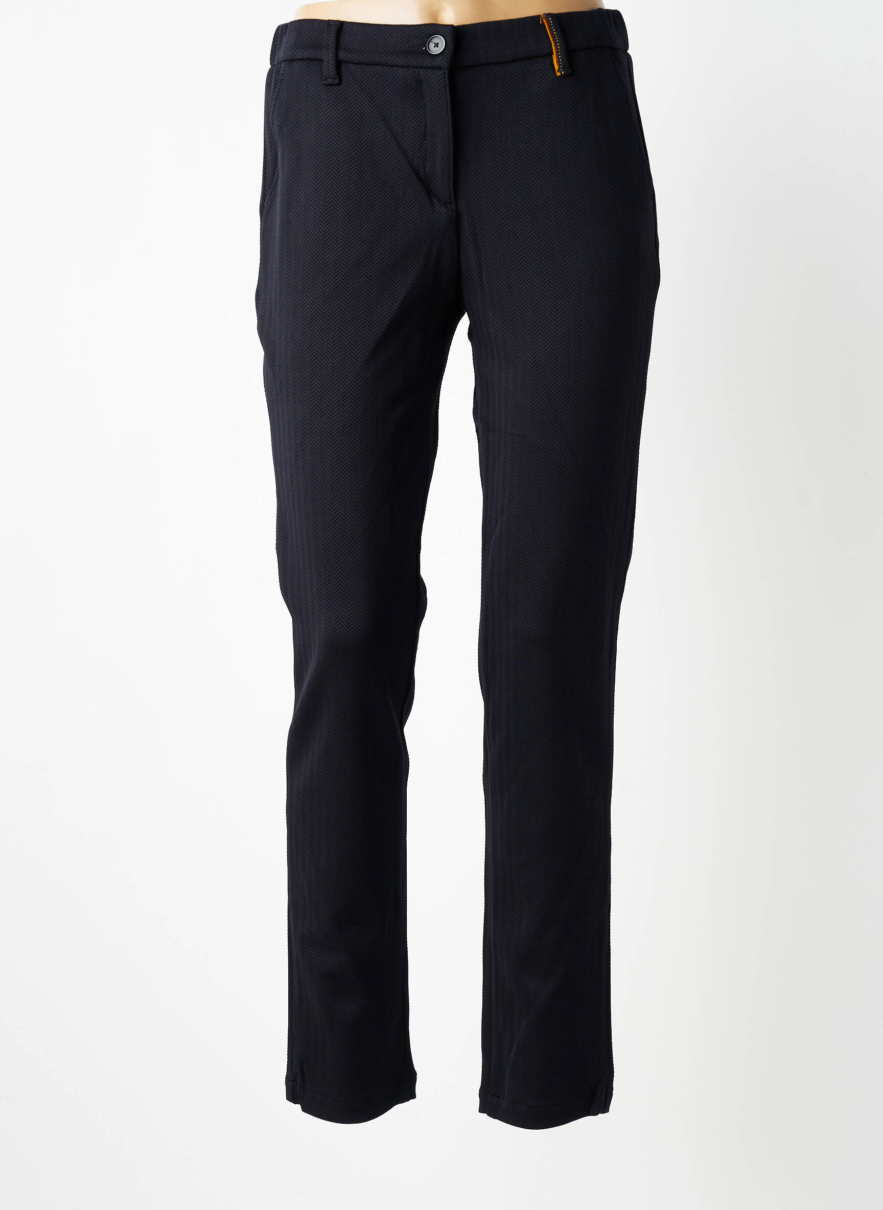 Pantalon chino fermeture zippée sous rabat boutonné taille normale noir COUTURIST femme