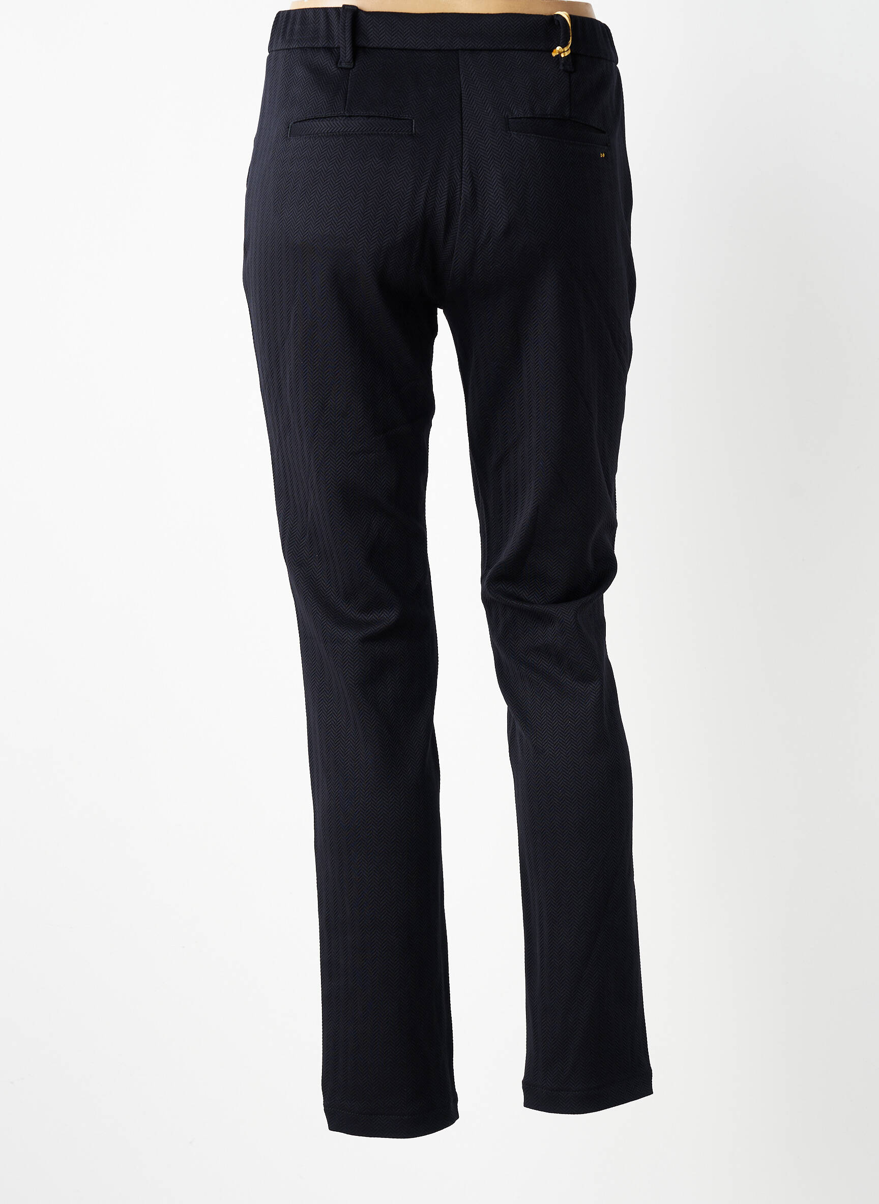 Pantalon chino fermeture zippée sous rabat boutonné taille normale noir COUTURIST femme