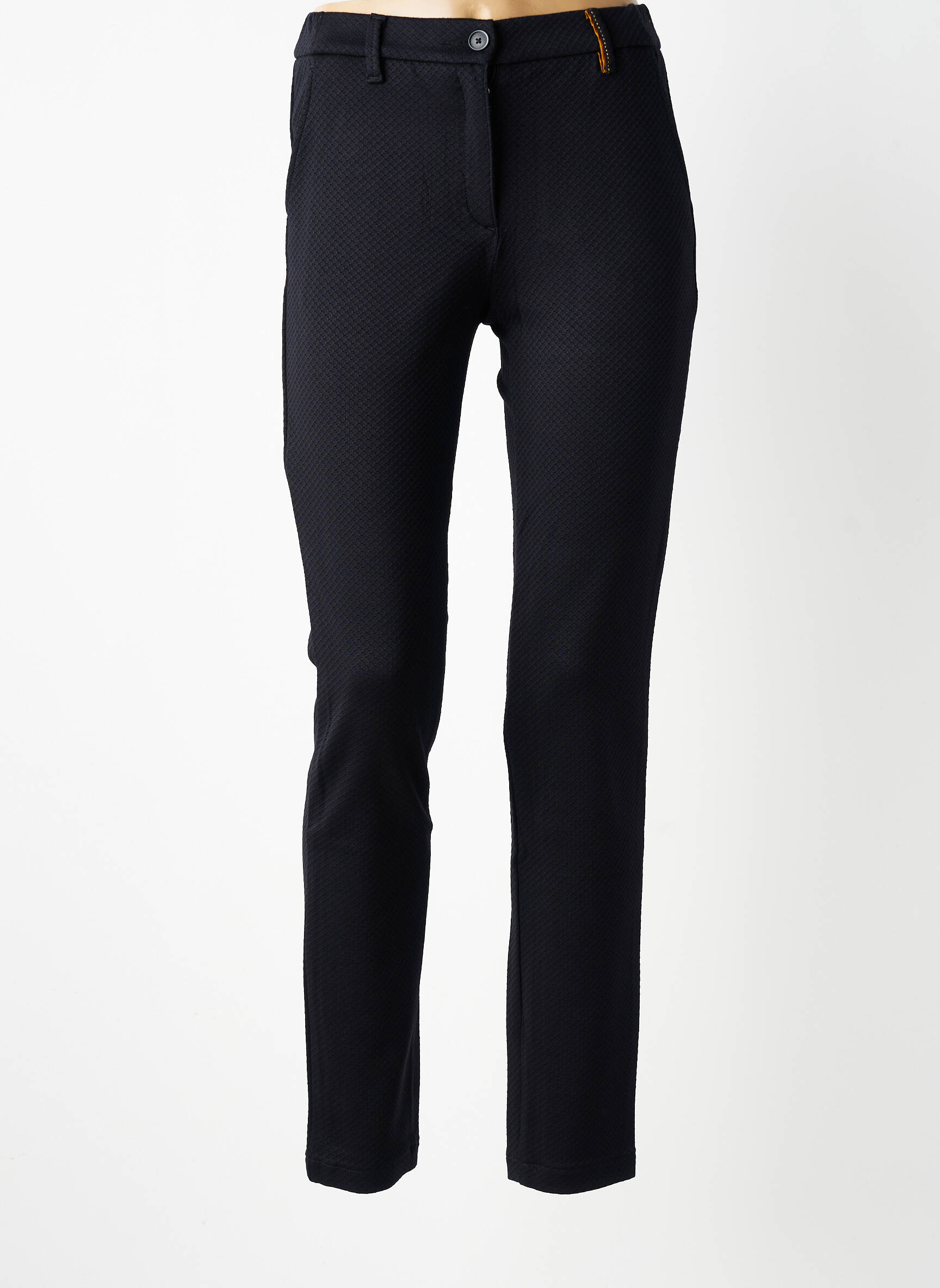 Pantalon chino fermeture zippée sous rabat boutonné taille normale noir COUTURIST femme