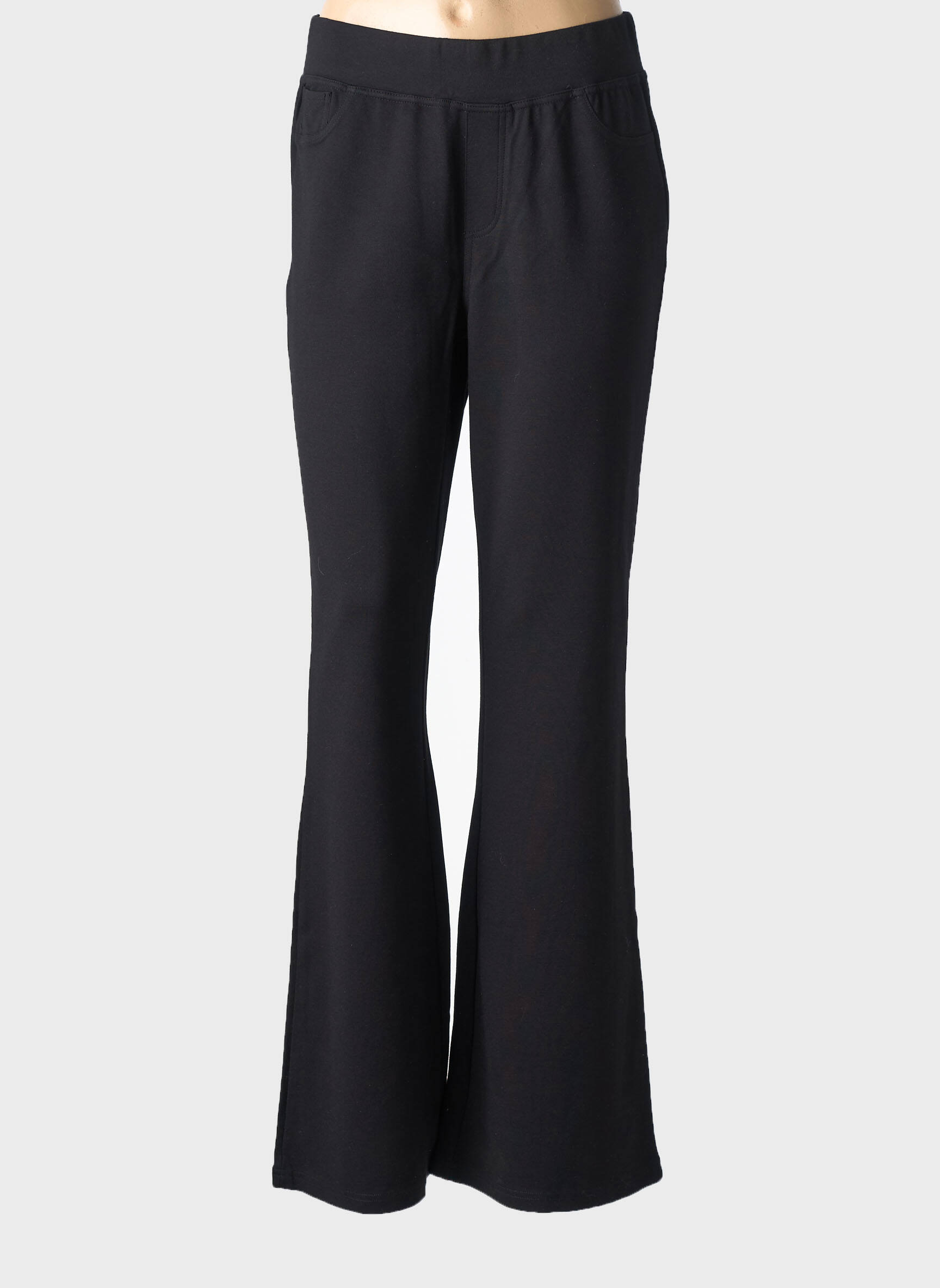 Pantalon flare stretch taille haute noir BASE LEVEL femme