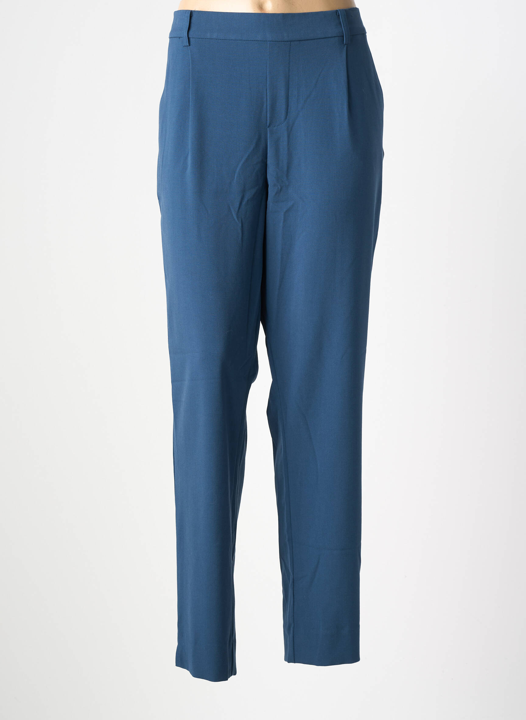 Pantalon droit tissage crêpe taille normale bleu CISO femme