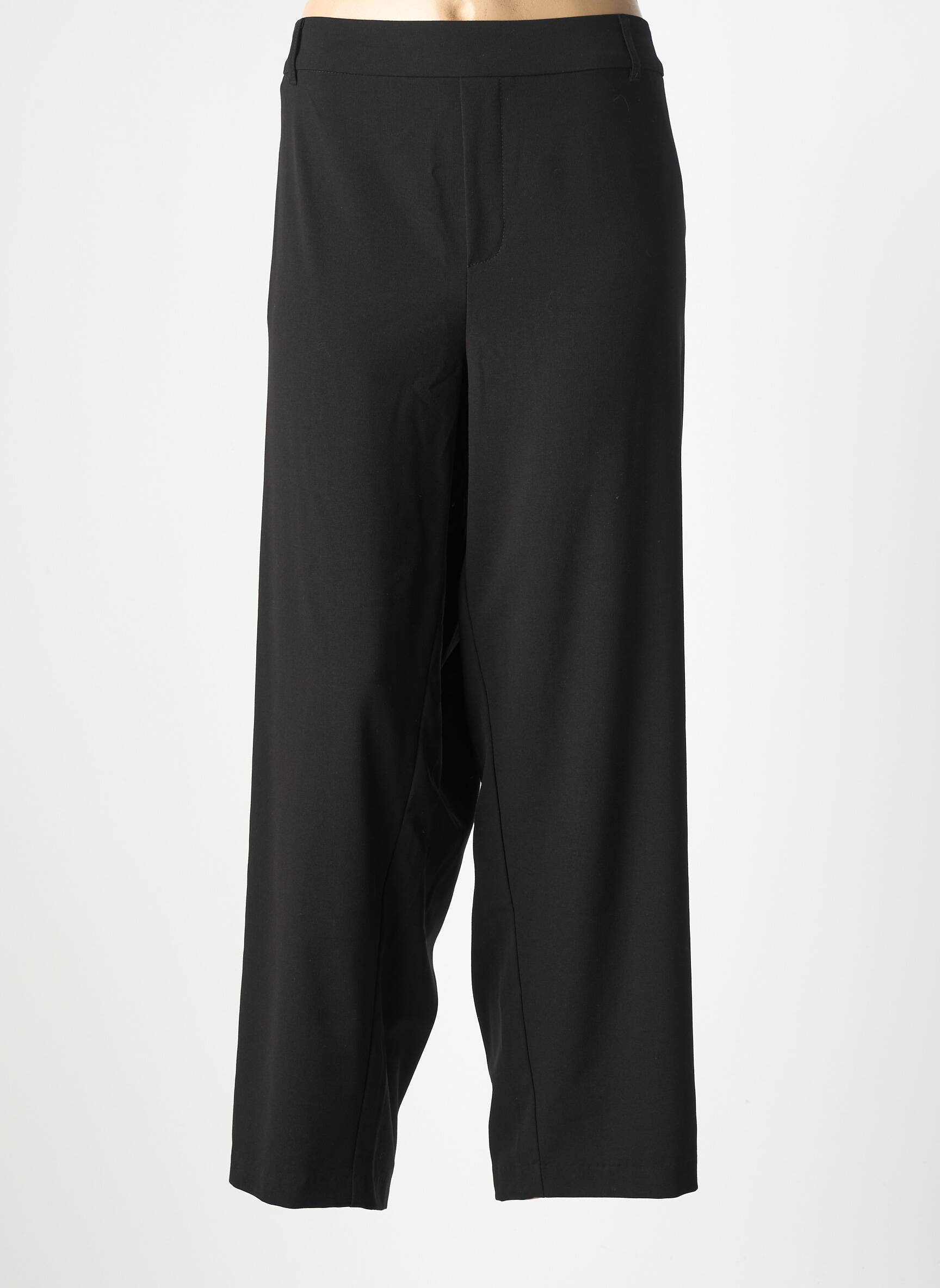 Pantalon droit tissage crêpe taille normale noir CISO femme