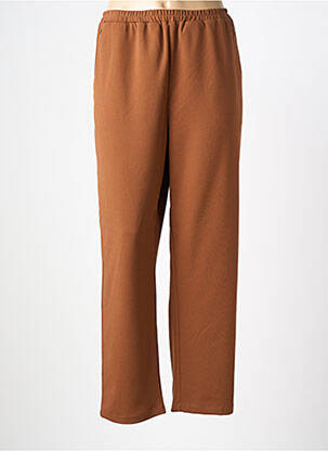 Pantalon droit tissage crêpe taille normale marron FRANCK ANNA femme