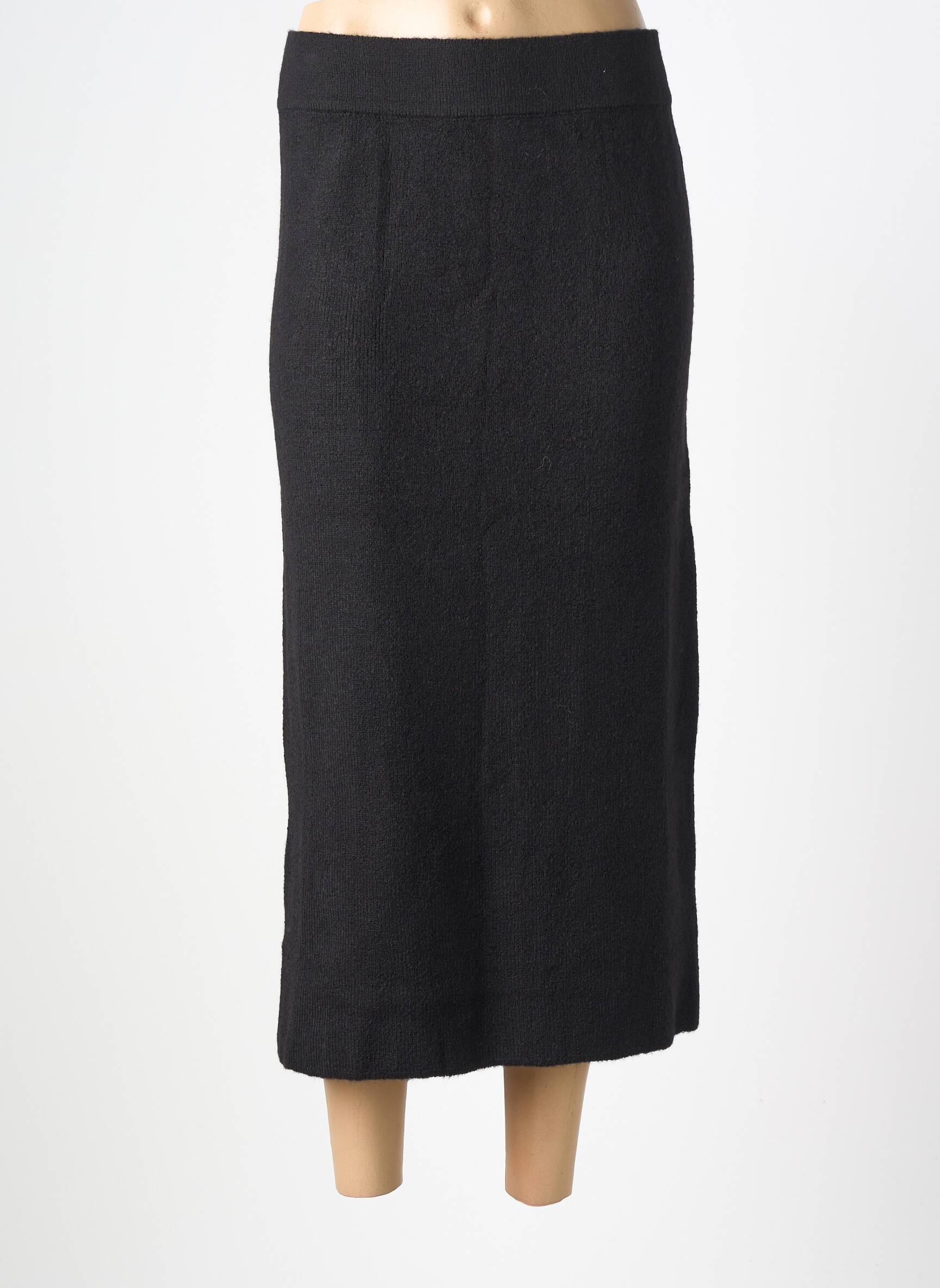 Jupe longue coupe droite noir MAT. femme