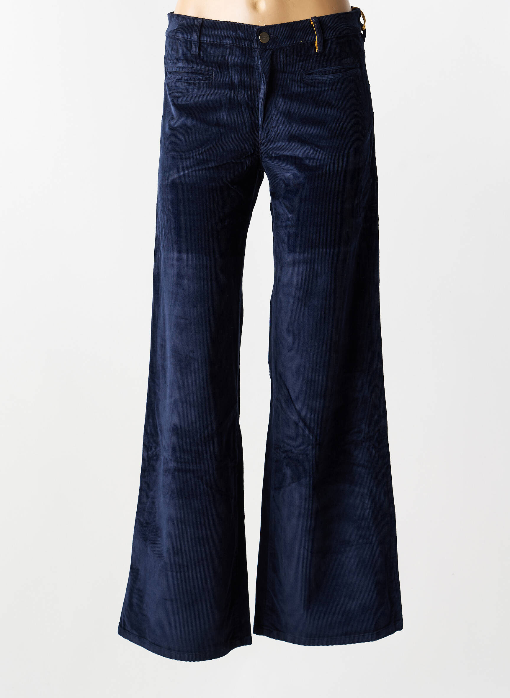 Pantalon large fermeture zippée sous rabat boutonné taille normale bleu COUTURIST femme