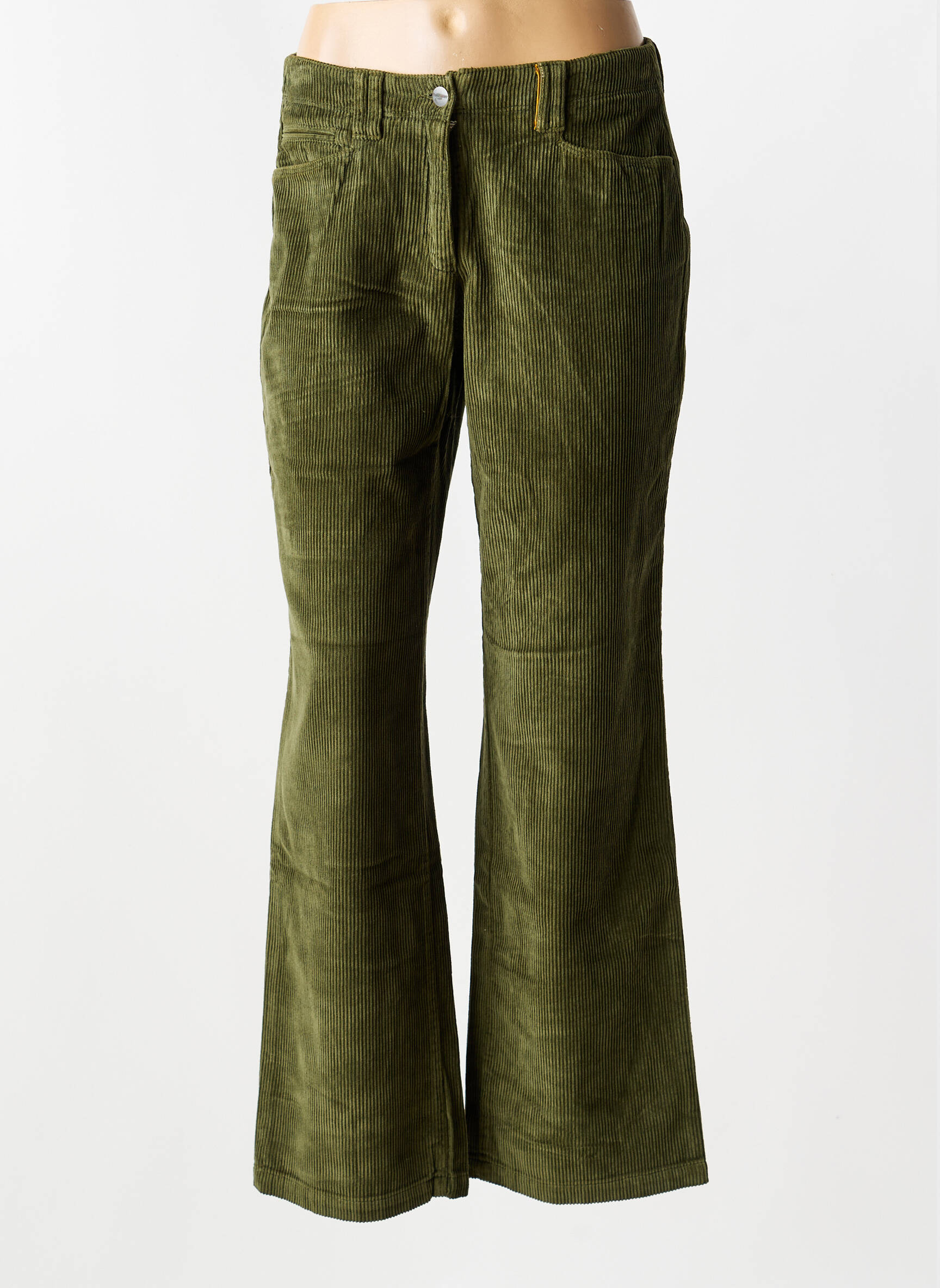 Pantalon droit stretch taille normale vert COUTURIST femme