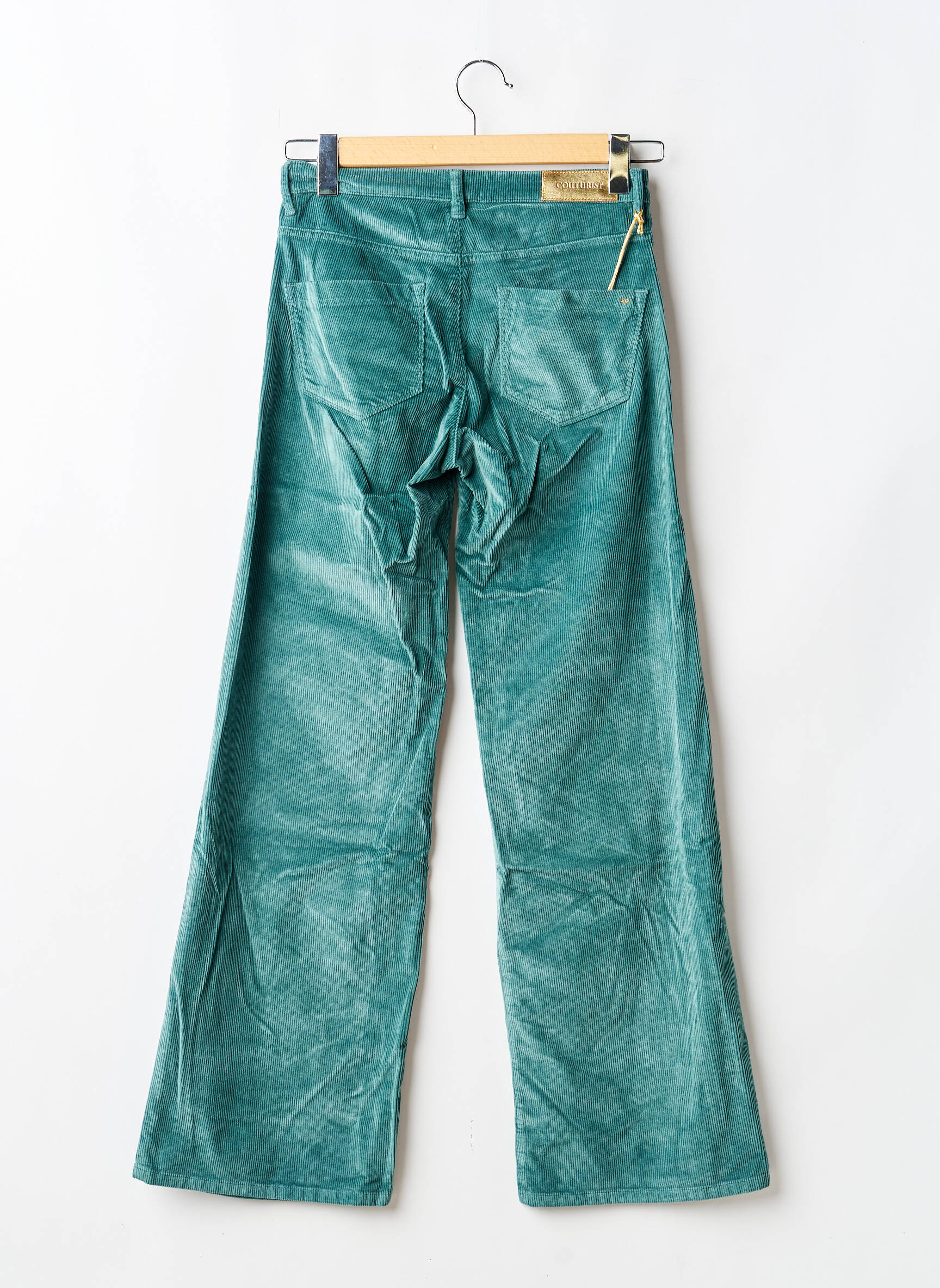 Pantalon large fermeture zippée sous rabat boutonné taille normale vert COUTURIST femme