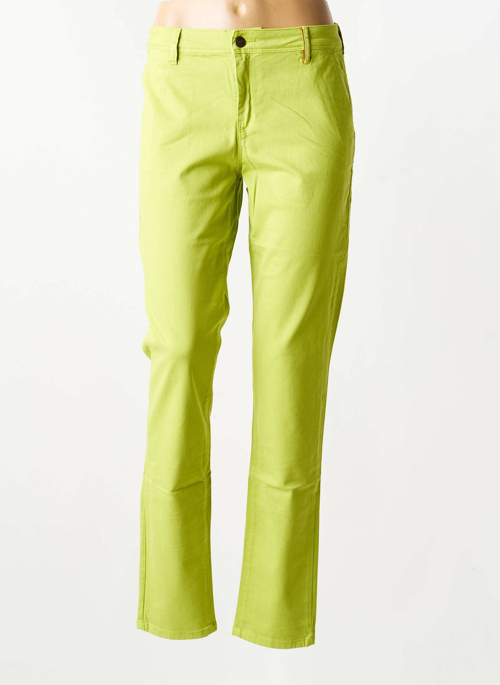 Pantalon chino tissage popeline taille normale vert COUTURIST femme