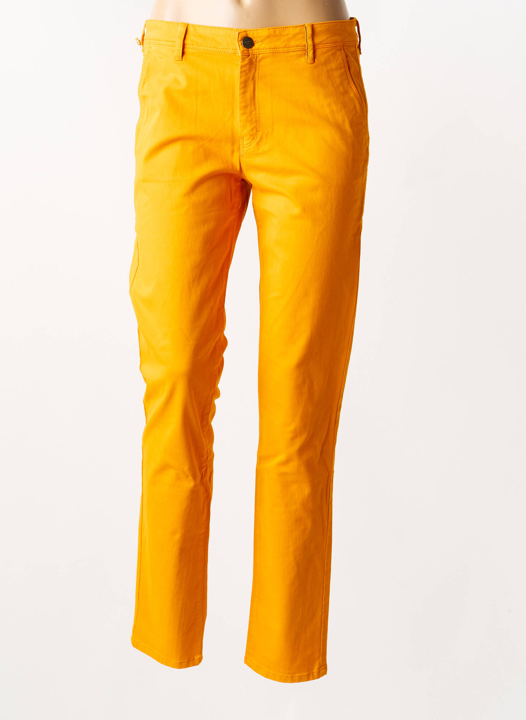 Pantalon chino tissage popeline taille normale orange COUTURIST femme