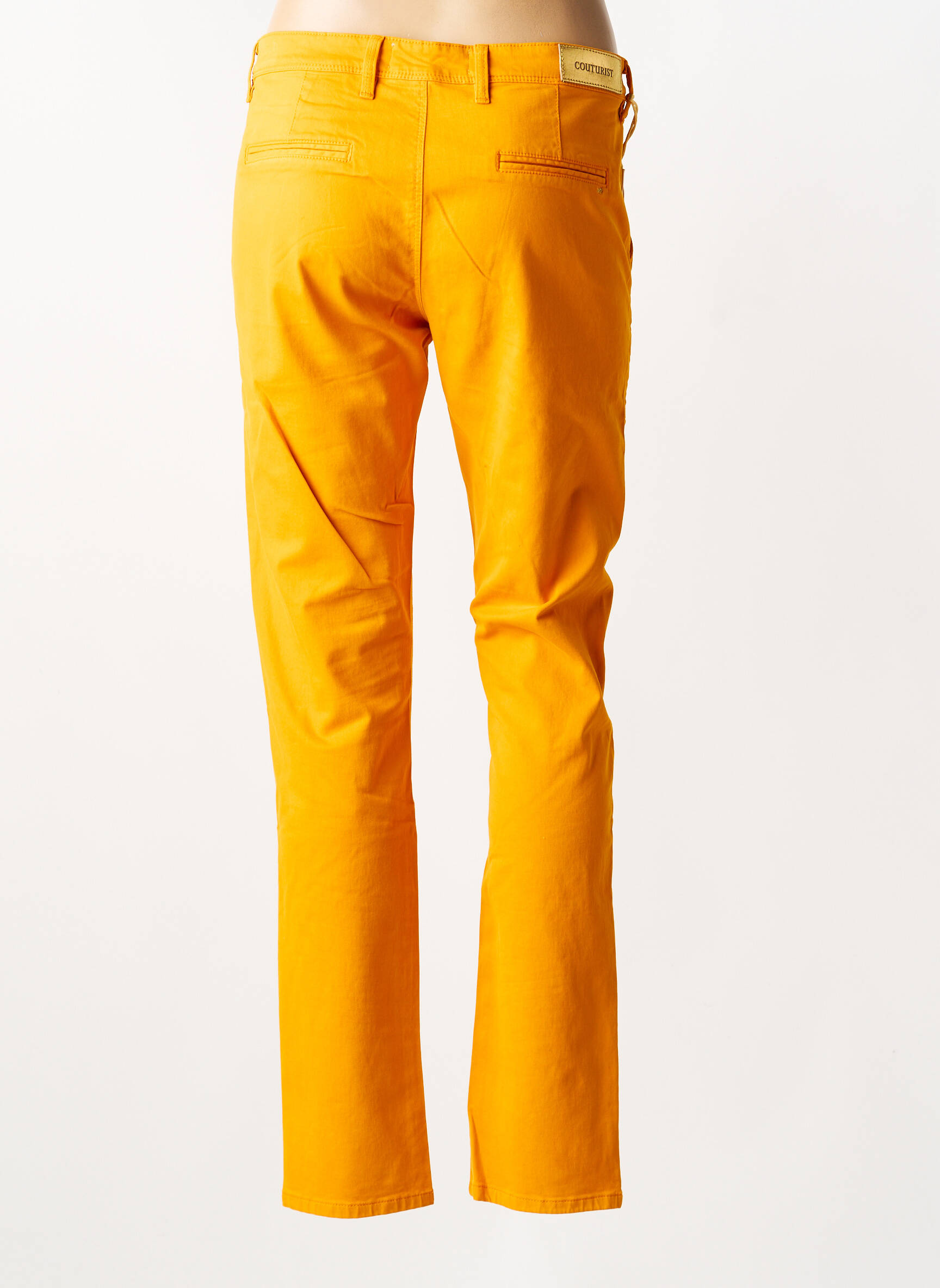 Pantalon chino tissage popeline taille normale orange COUTURIST femme
