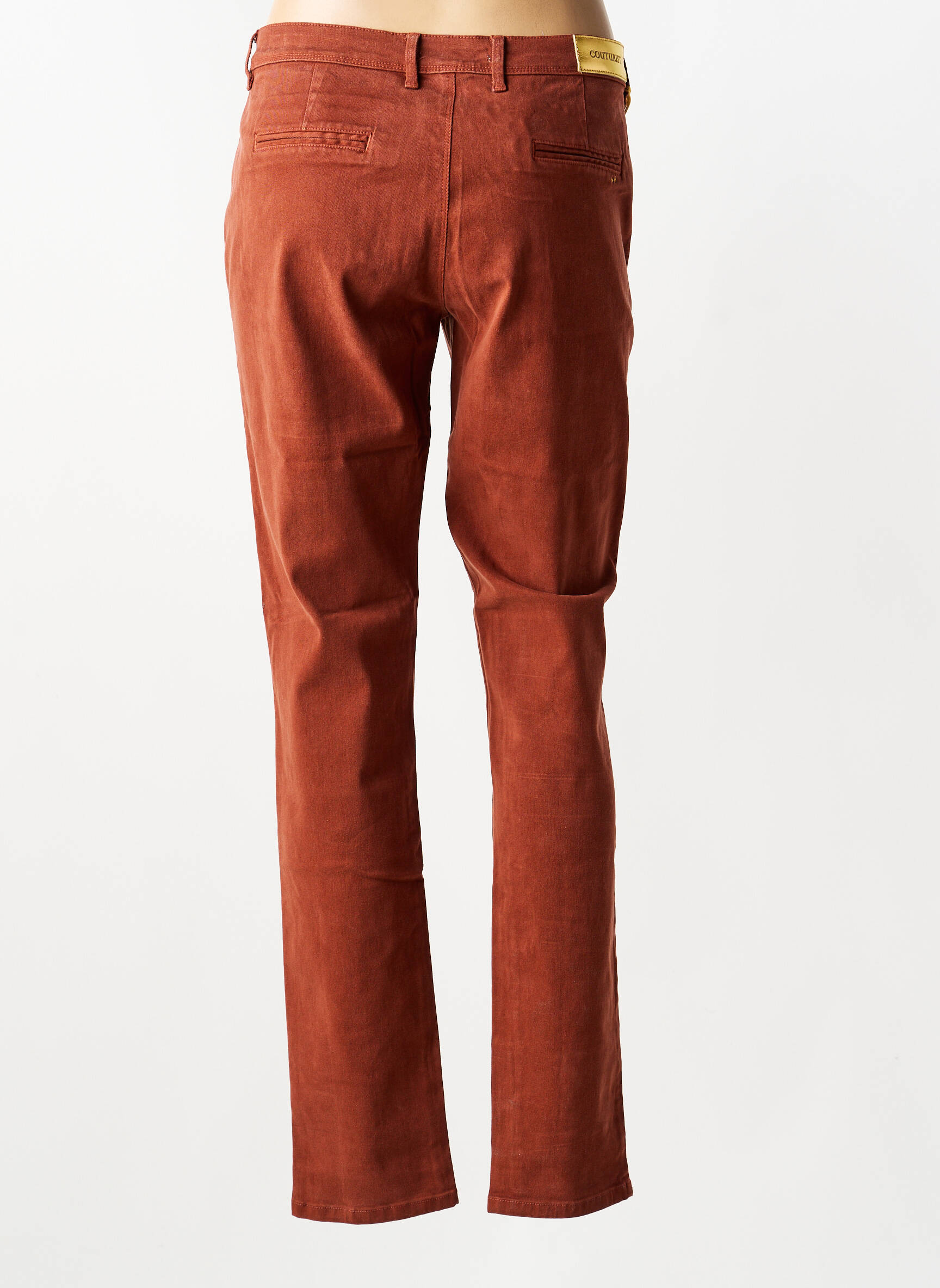 Pantalon chino tissage popeline taille normale orange COUTURIST femme