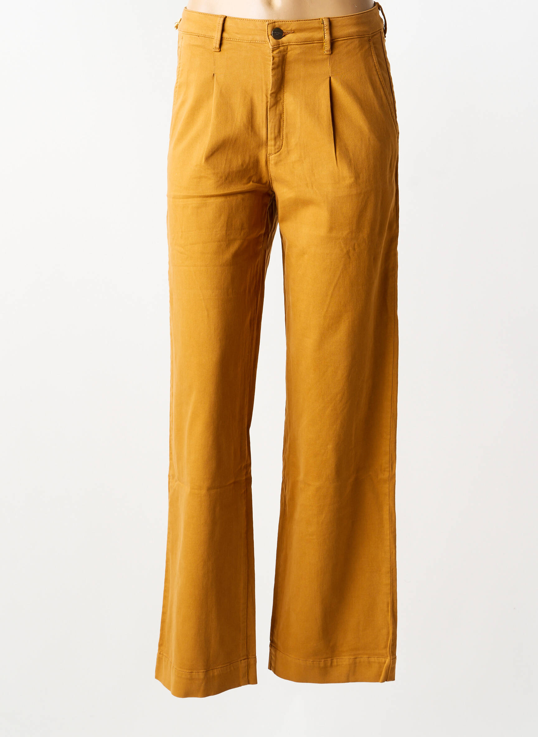 Pantalon droit stretch taille haute jaune COUTURIST femme