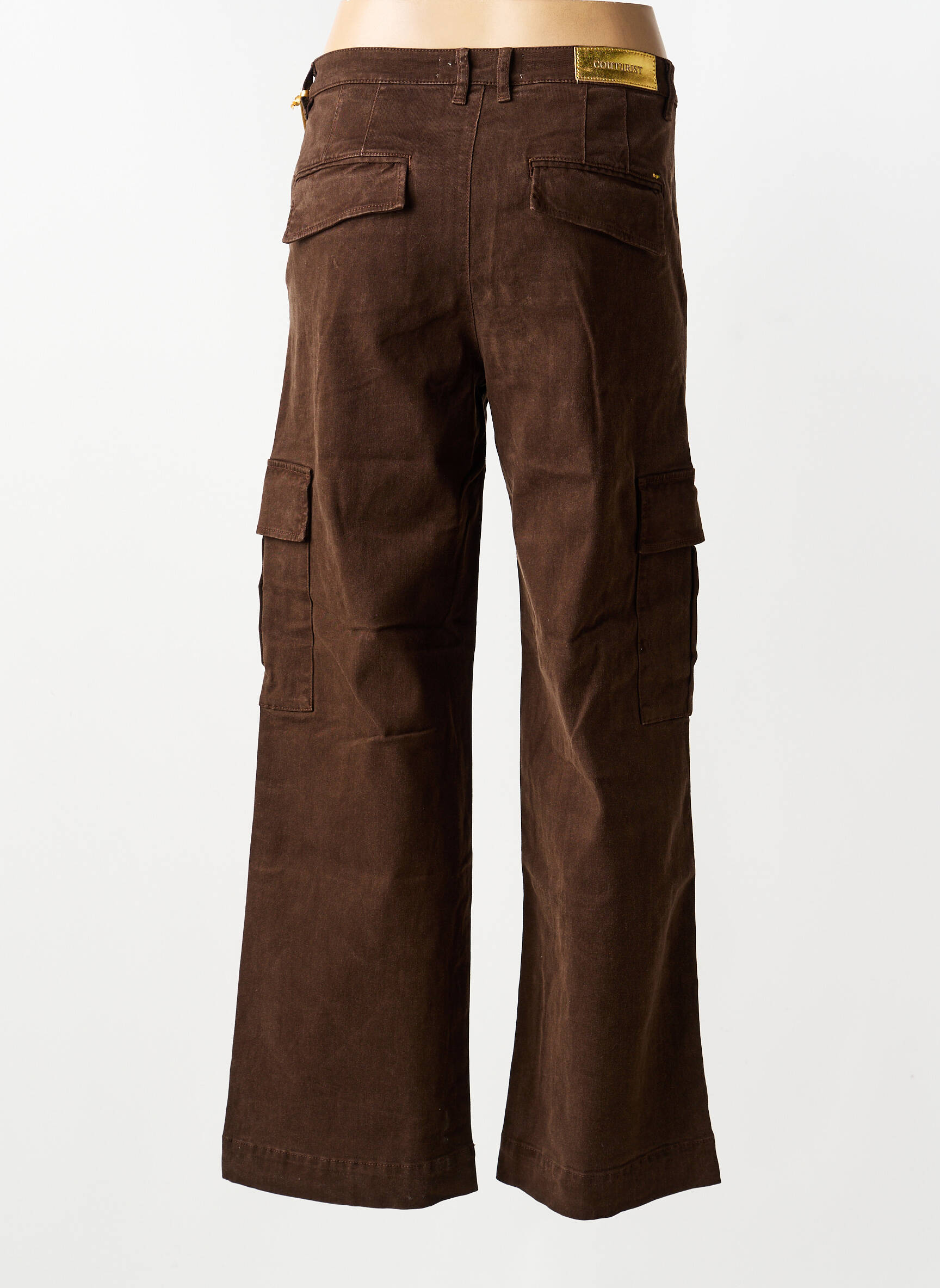 Pantalon cargo tissage popeline taille normale marron COUTURIST femme