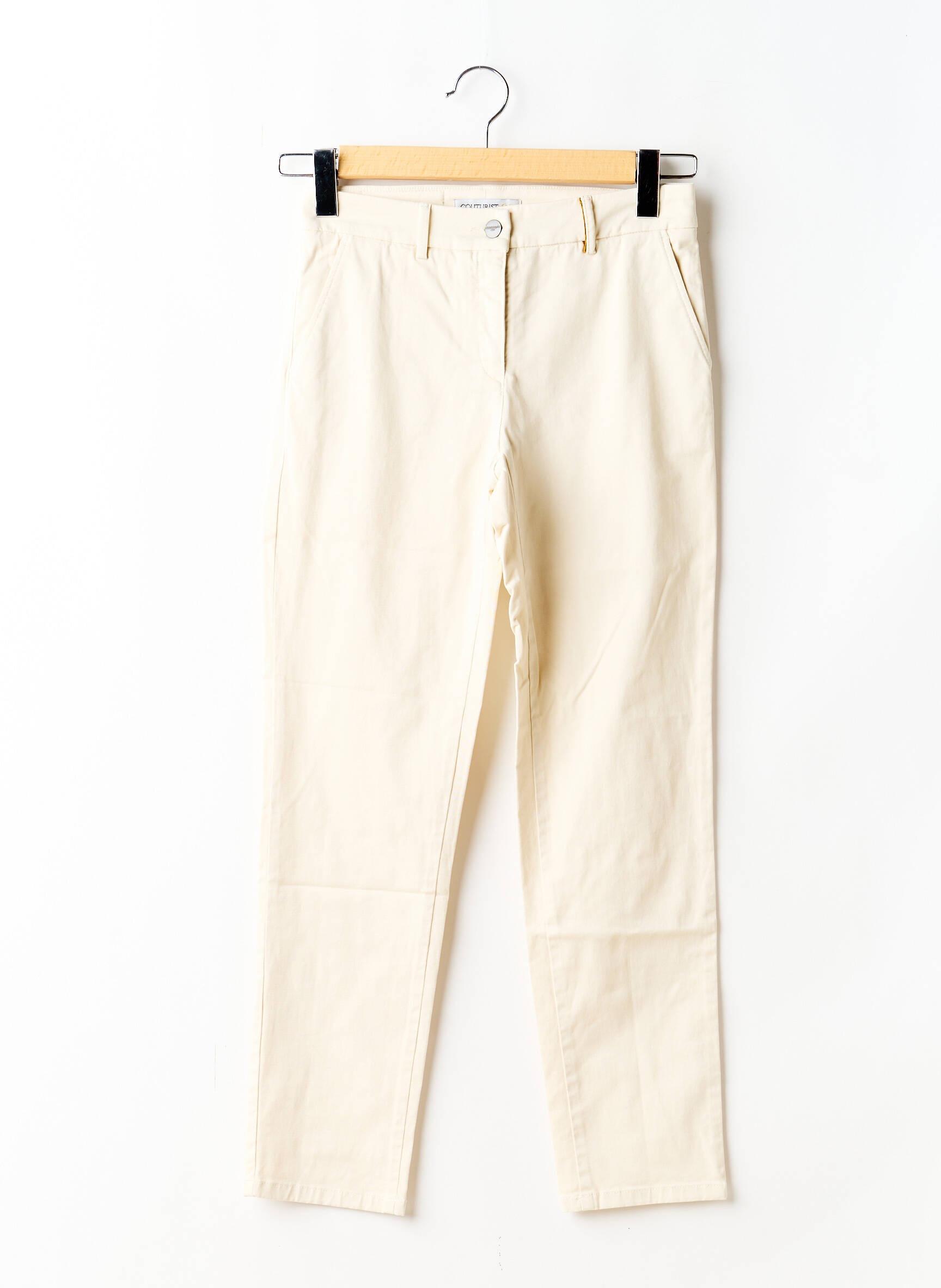 Pantalon chino tissage popeline taille normale beige COUTURIST femme