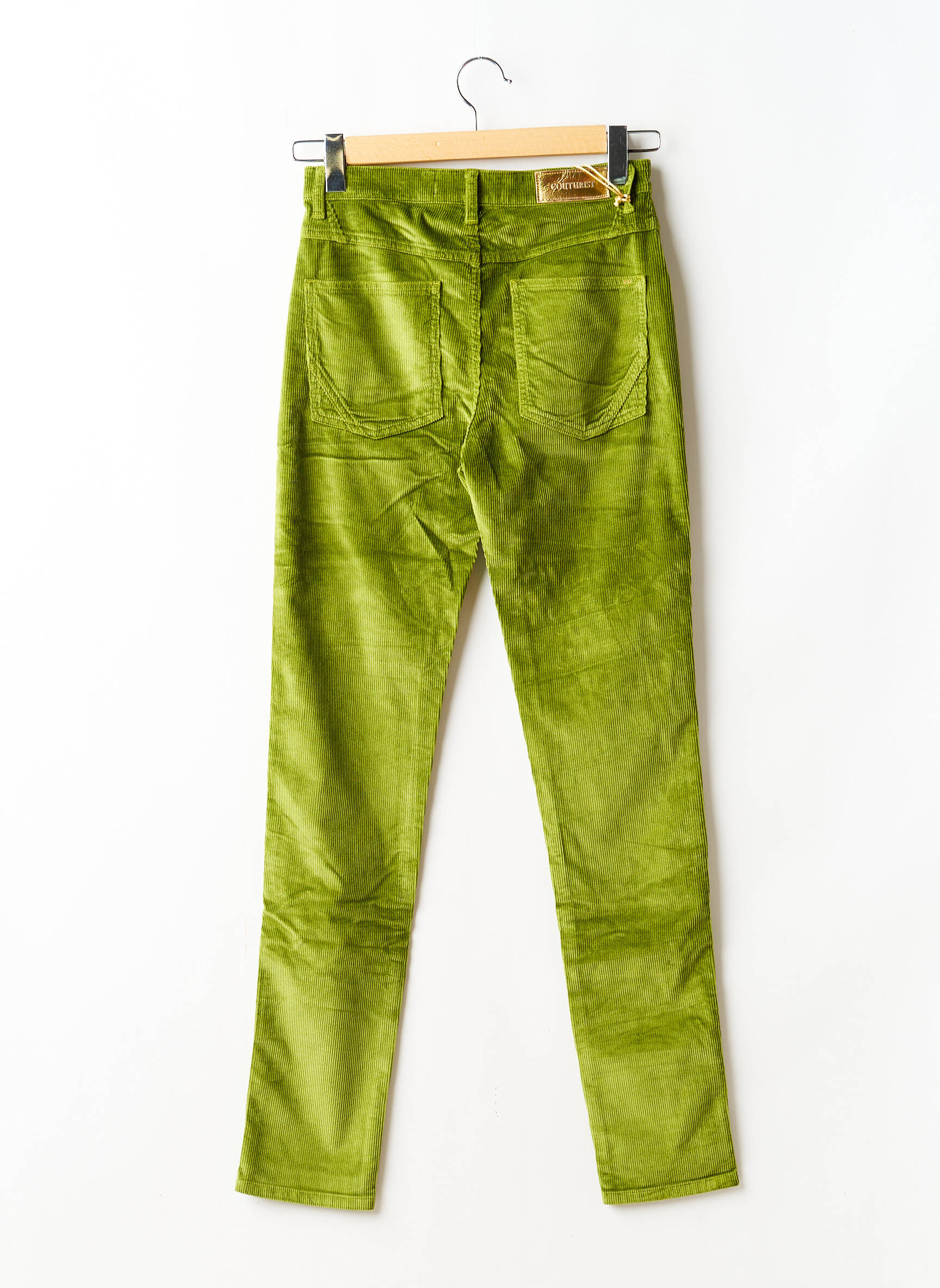 Pantalon slim stretch taille haute vert COUTURIST femme