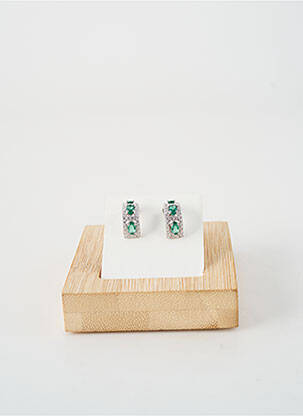 Boucles d’oreilles matériaux argent vert TATA GISELE femme