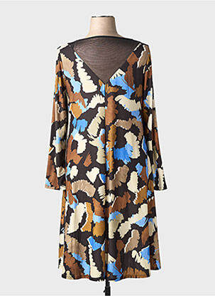 Robe mi-longue imprimé fantaisie manches longues noir AN II VITO femme