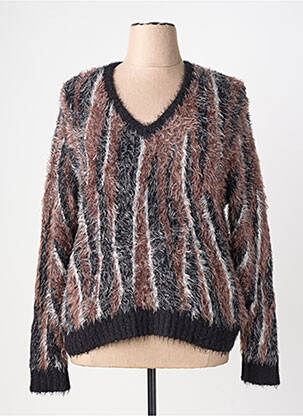 Pull coupe droite manches longues noir MARBLE femme