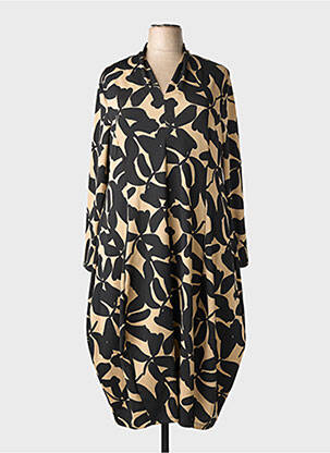 Robe longue imprimé fantaisie manches longues noir ALEMBIKA femme