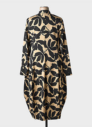 Robe longue imprimé fantaisie manches longues noir ALEMBIKA femme